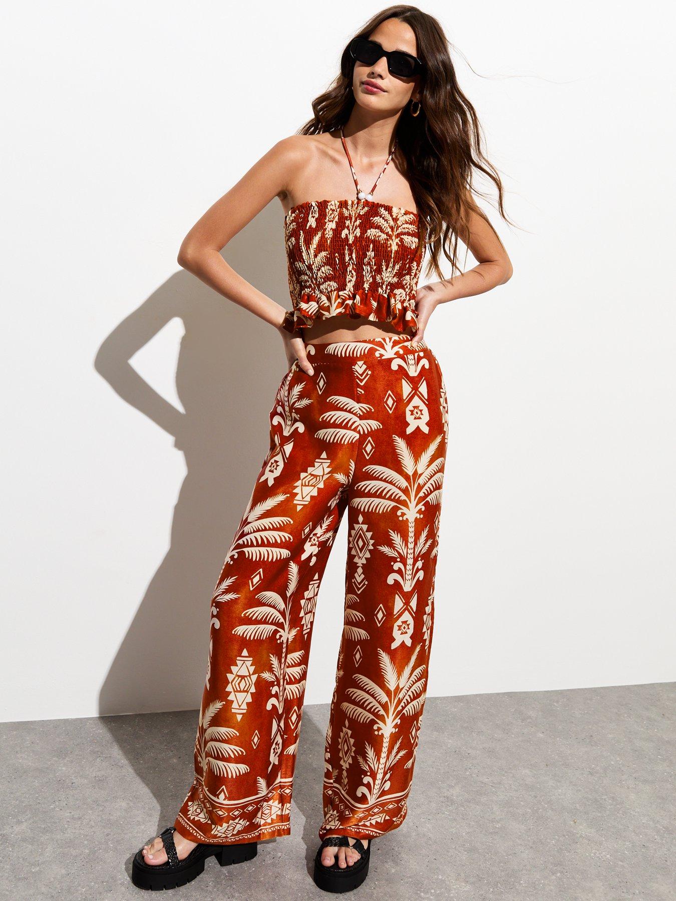 new-look-rust-abstract-print-satin-shirred-crop-topback