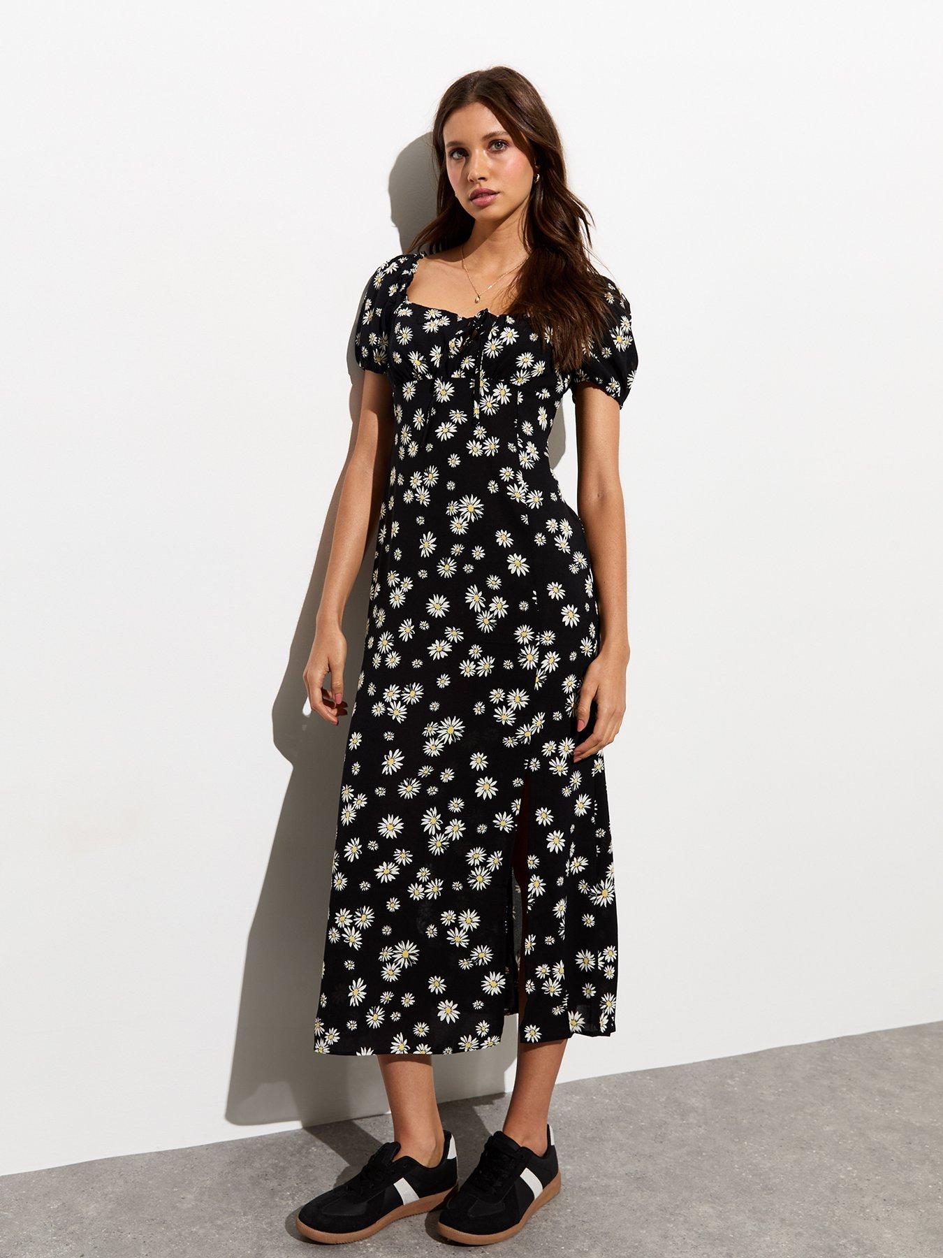 new-look-black-daisy-print-short-sleeve-midi-milkmaid-dressback