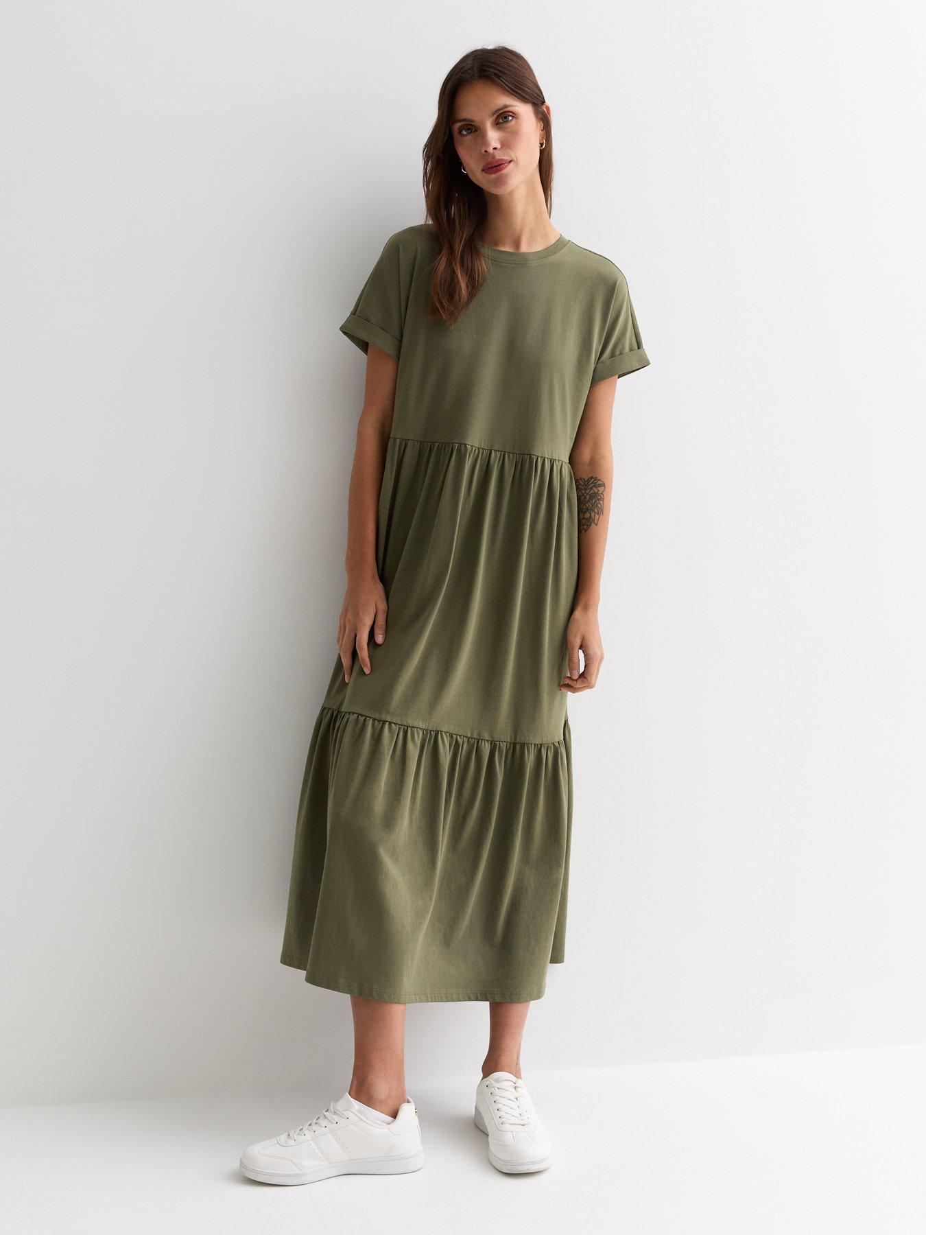 new-look-khaki-cotton-midi-smock-dress