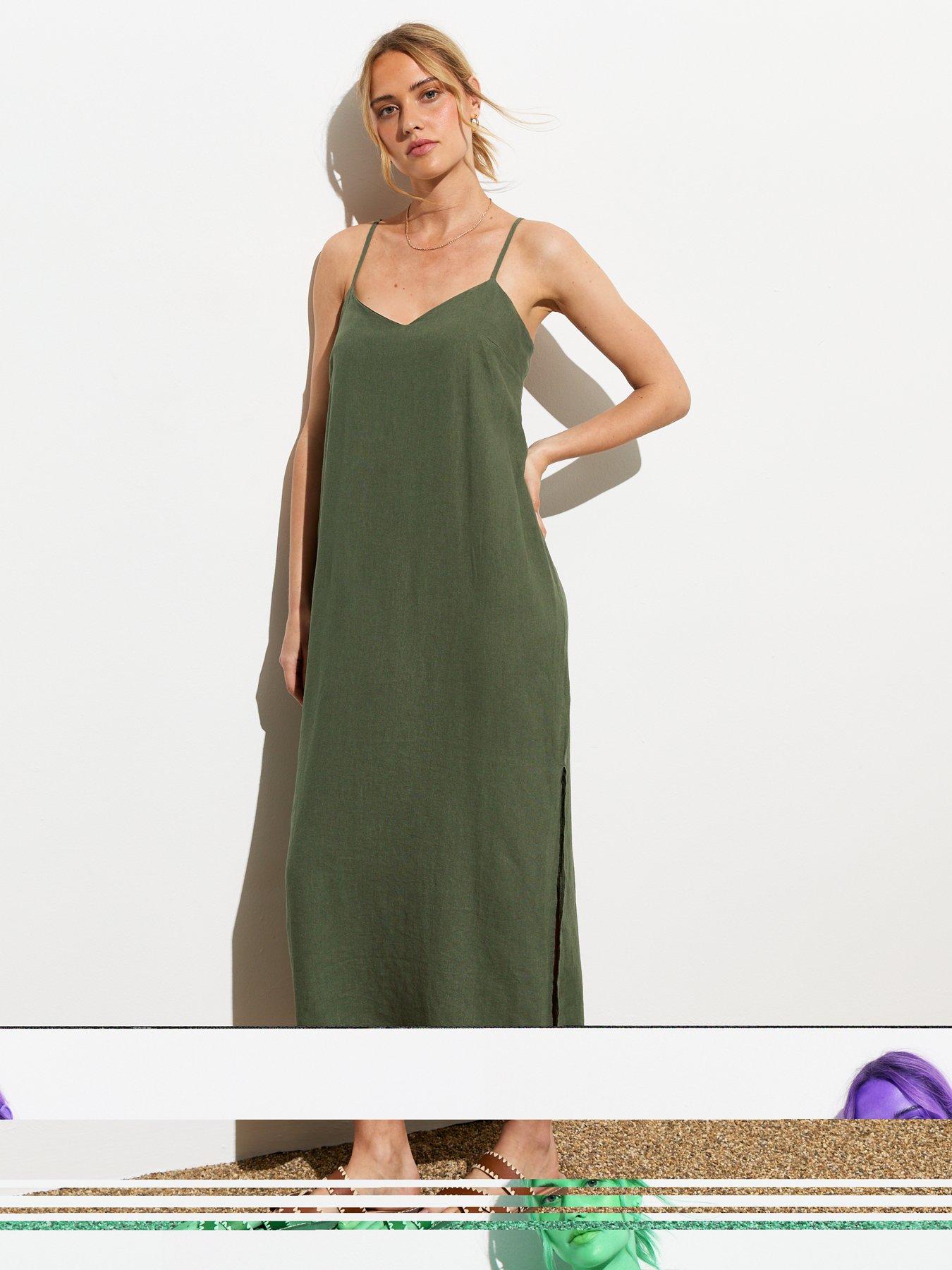 new-look-khaki-strappy-linen-blend-slit-midi-dressback