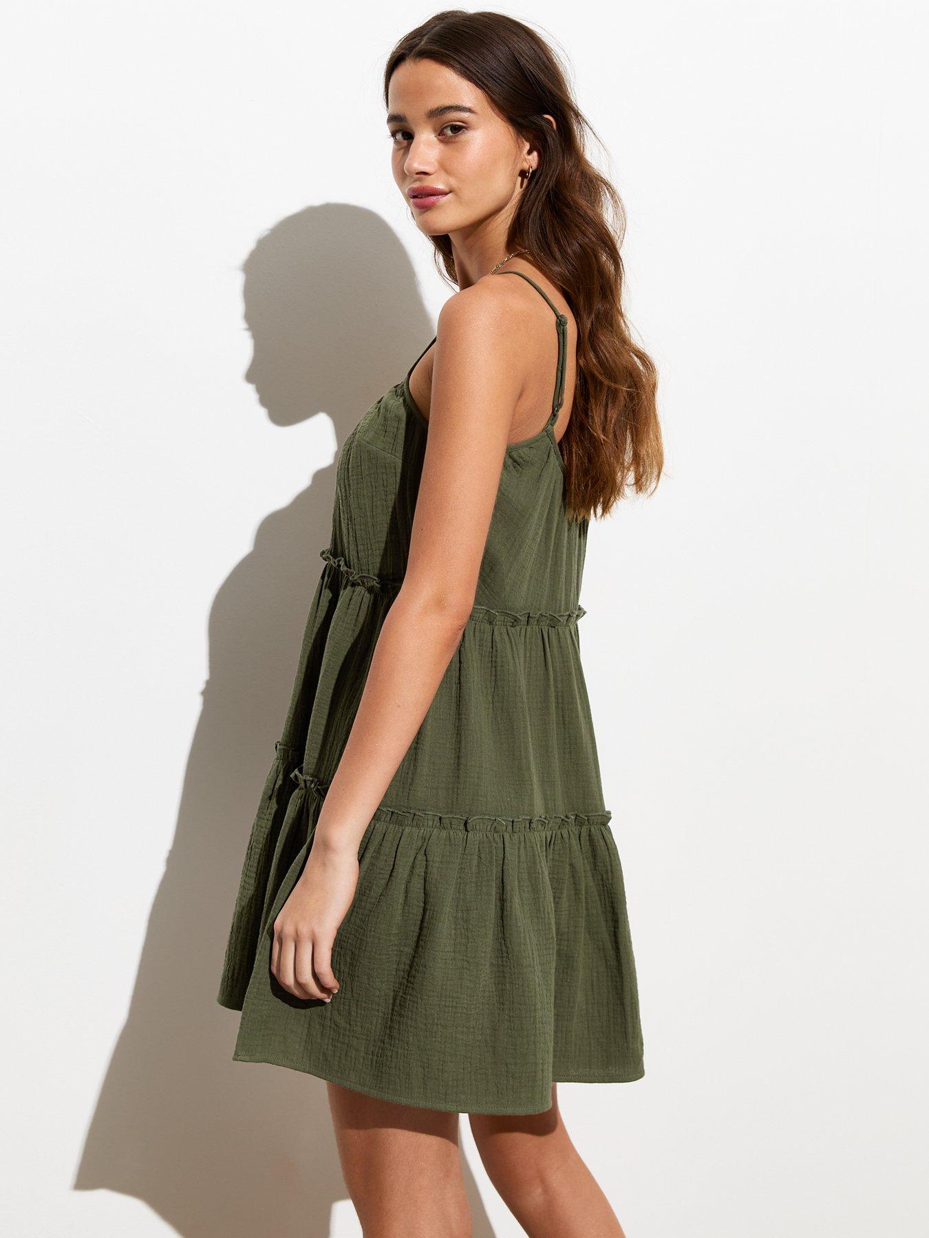 new-look-khaki-strappy-tiered-mini-dressstillFront