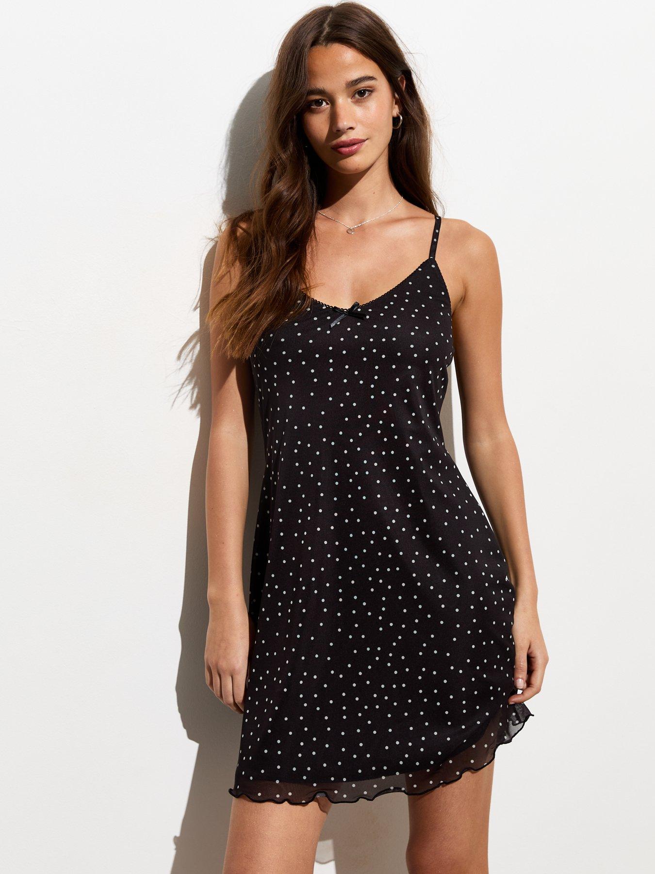 new-look-black-spot-mesh-strappy-mini-dress