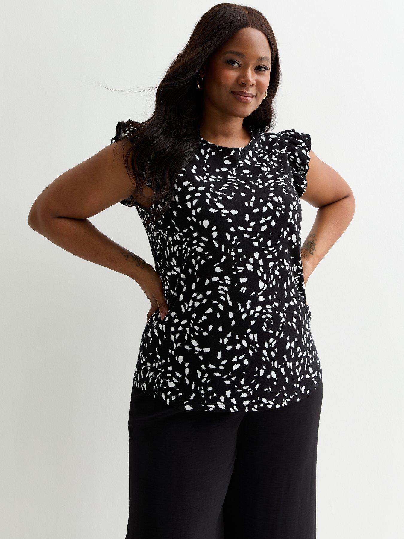 new-look-curves-white-abstract-spot-print-frill-sleeve-t-shirt