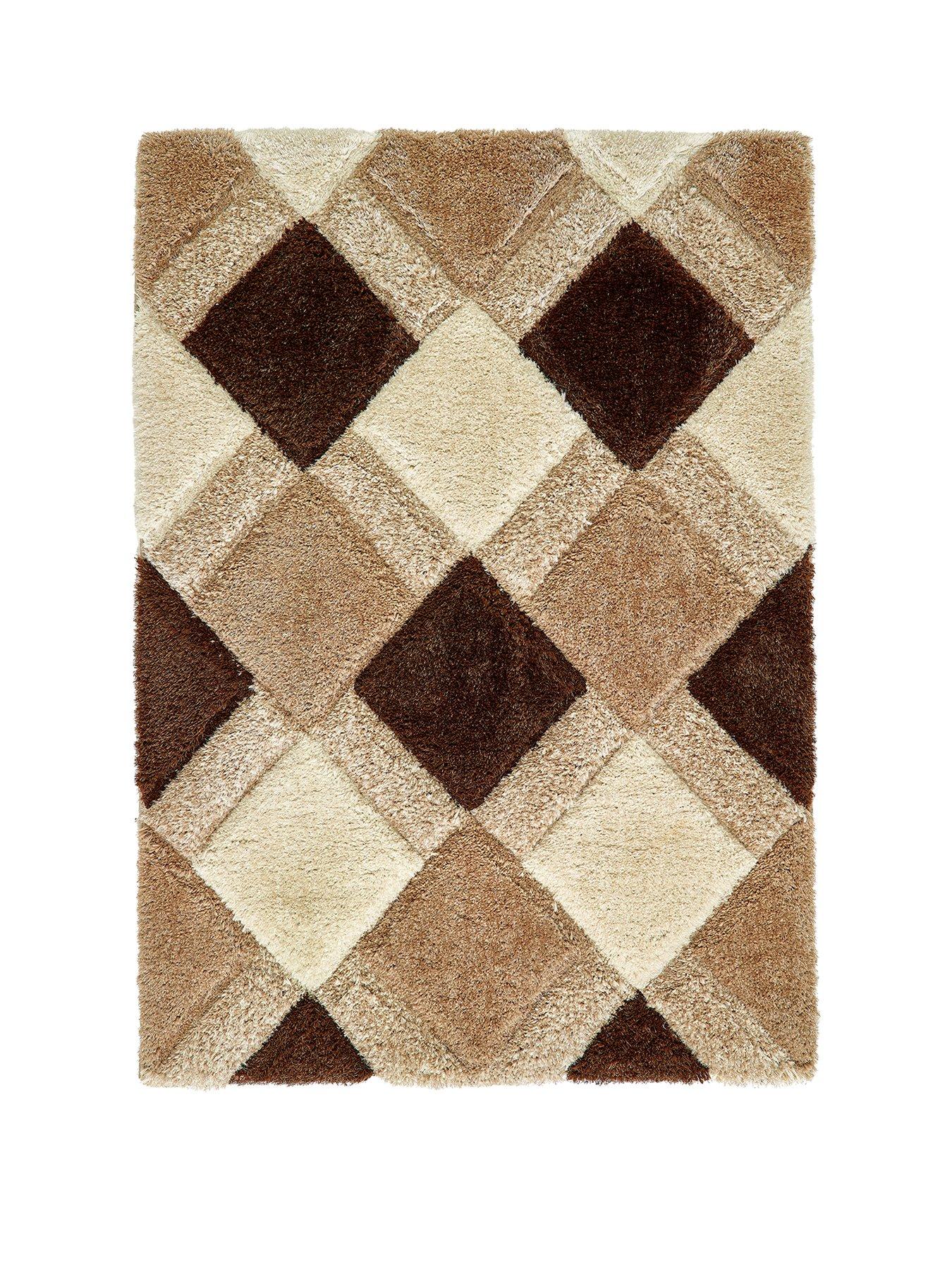 Image 2 of 3 of The Very Collection 3D Geo Shaggy Rug - Beige