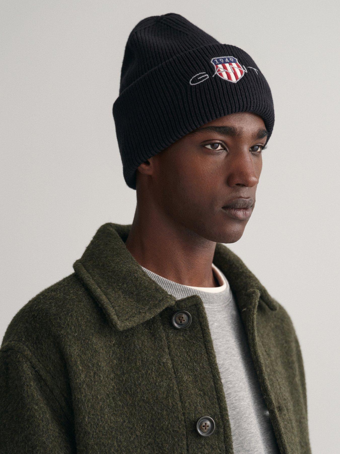 gant-gant-archive-shield-cotton-beanie-blackstillFront