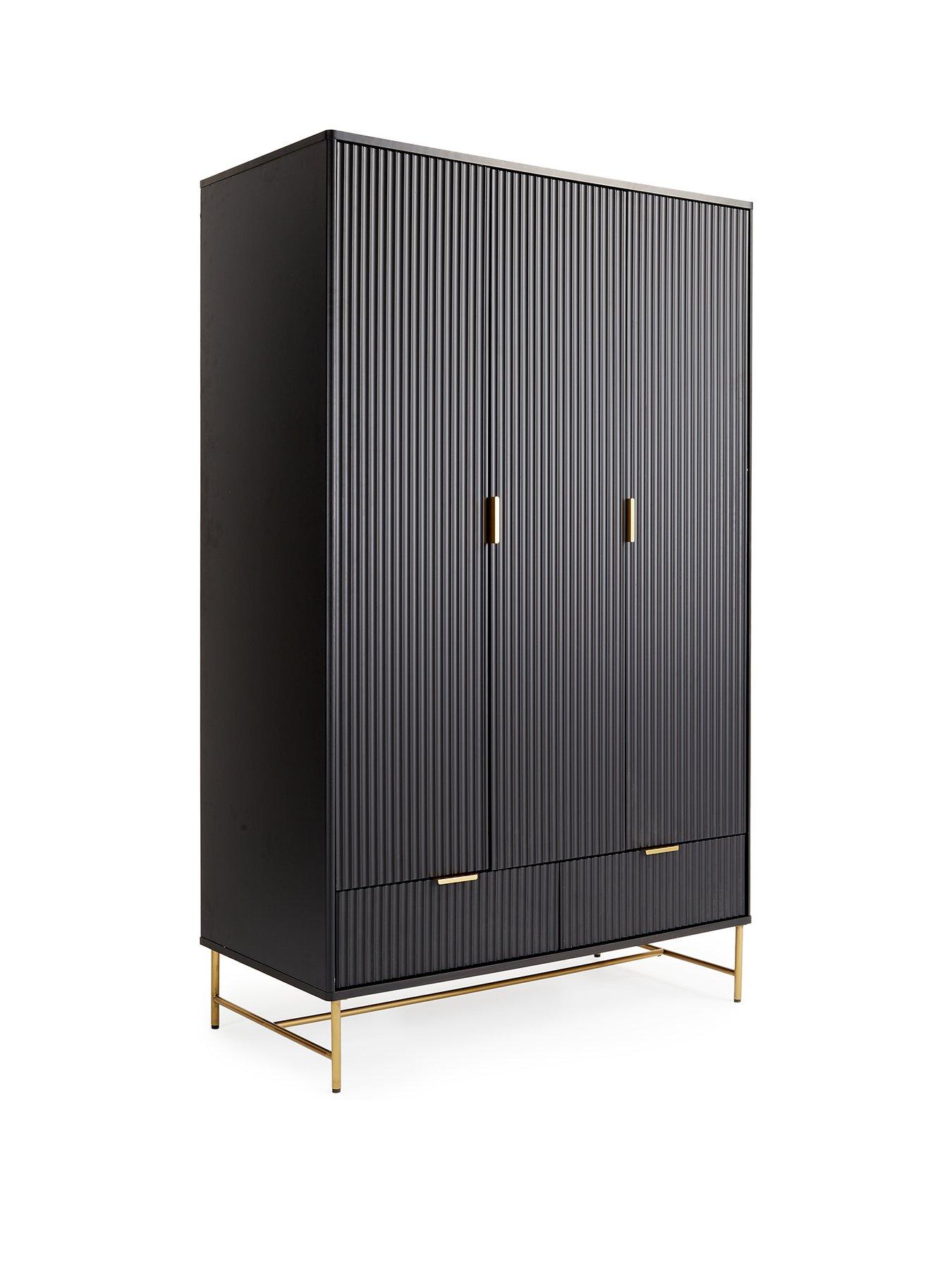 Image 3 of 7 of The Very Collection Cora 3 Door, 2 Drawer Wardrobe - Black/Brass