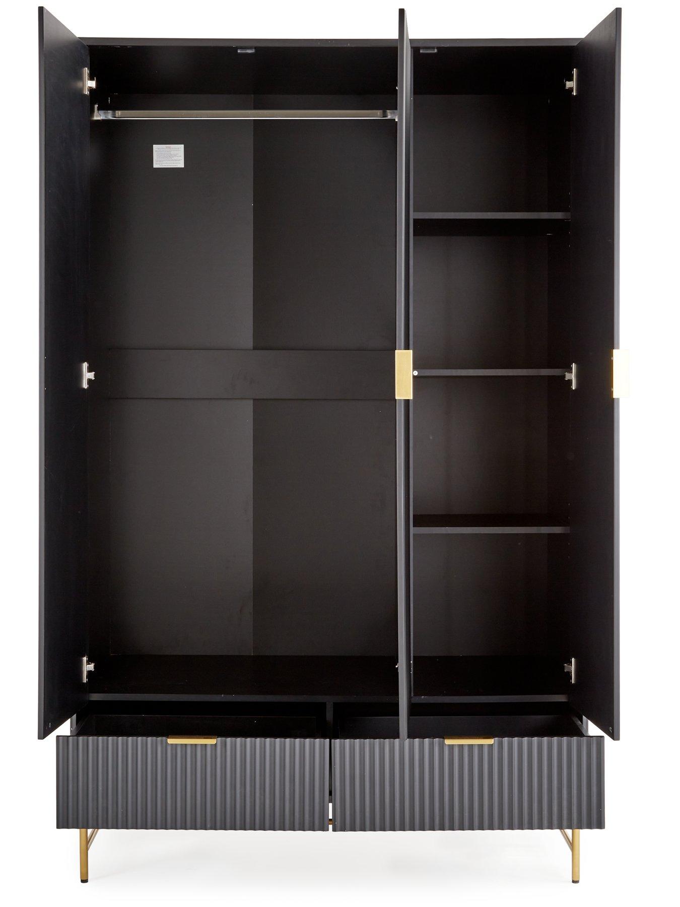 Image 4 of 7 of The Very Collection Cora 3 Door, 2 Drawer Wardrobe - Black/Brass