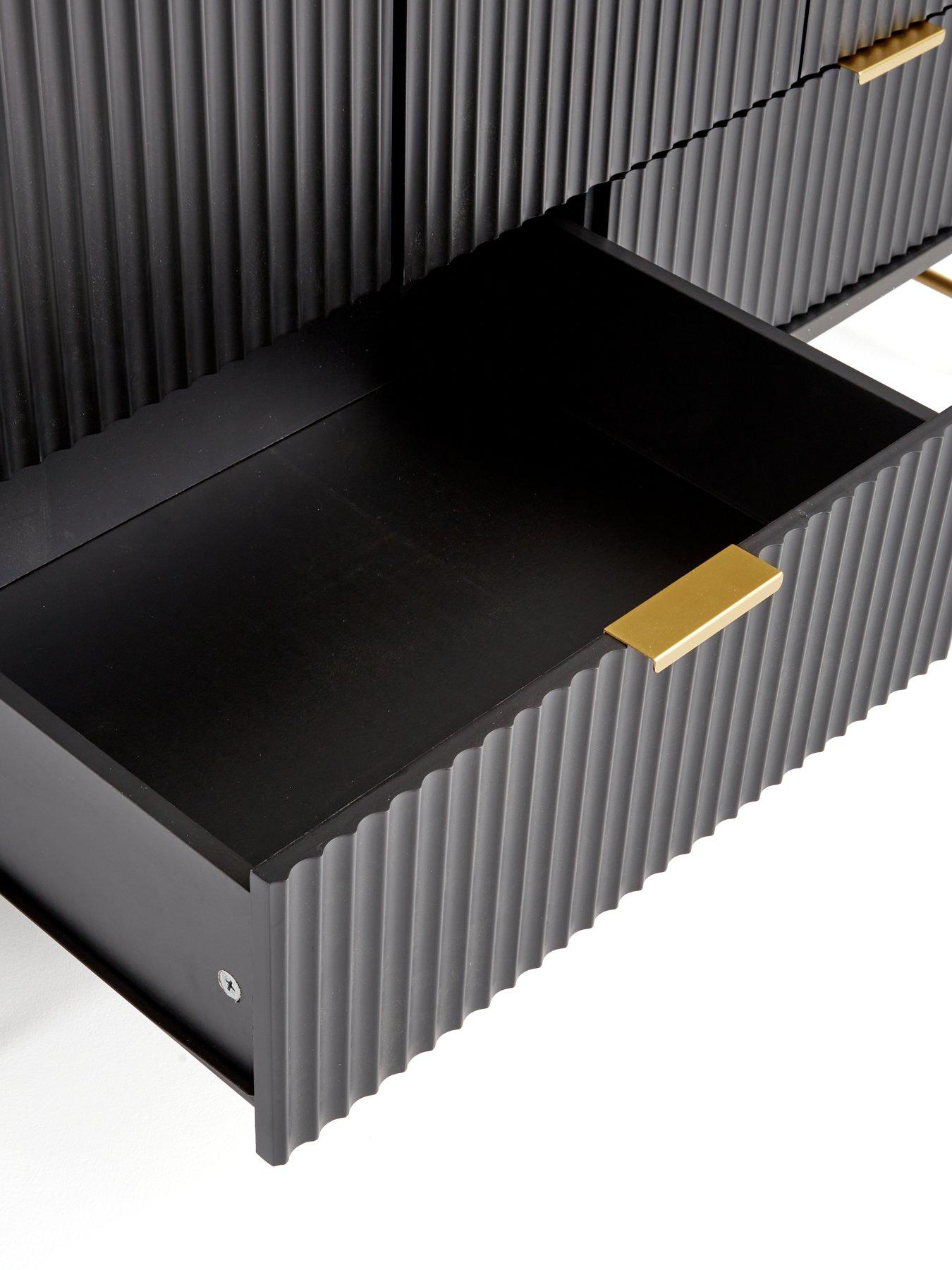 Image 7 of 7 of The Very Collection Cora 3 Door, 2 Drawer Wardrobe - Black/Brass