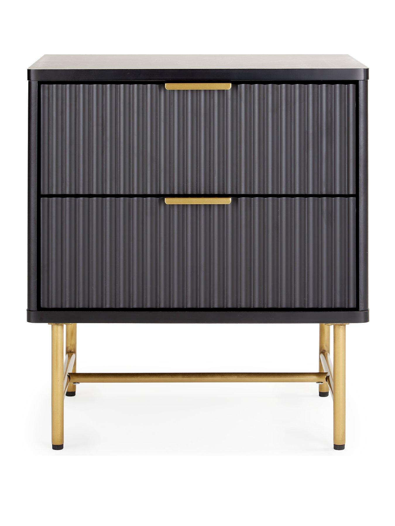 very-home-cora-2-drawer-bedside-chest-blackbrassstillFront