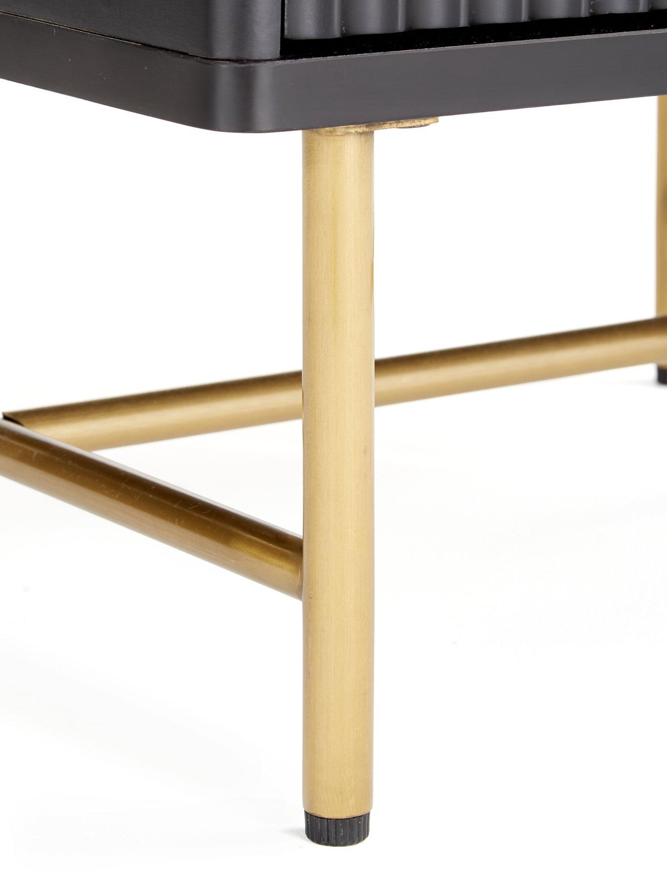Image 5 of 7 of The Very Collection Cora 2 Drawer Bedside Chest - Black/Brass