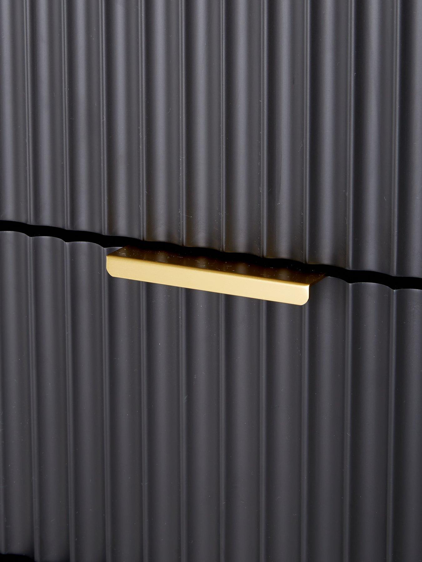 Image 6 of 7 of The Very Collection Cora 2 Drawer Bedside Chest - Black/Brass
