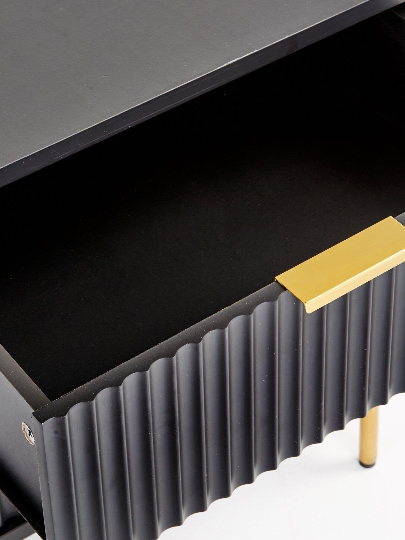 Image 7 of 7 of The Very Collection Cora 2 Drawer Bedside Chest - Black/Brass