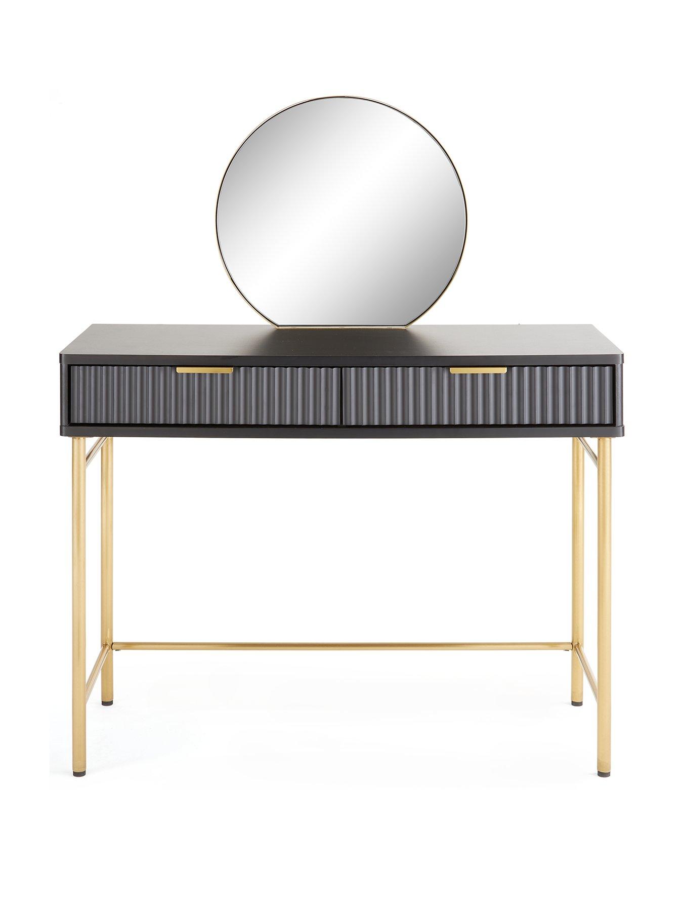 Image 2 of 7 of Very Home Cora Dressing Table and Mirror Set - Black/Brass