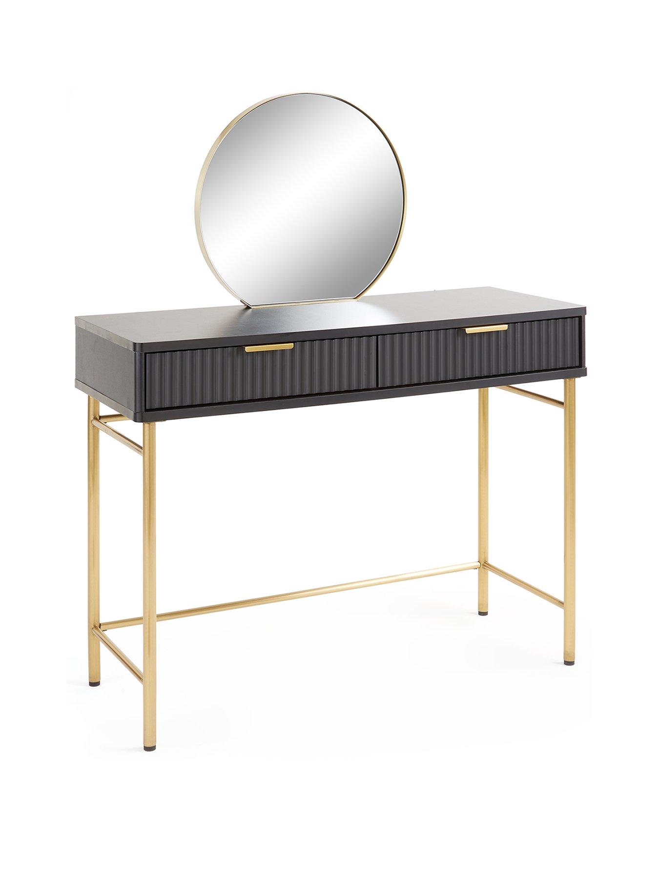 Image 3 of 7 of Very Home Cora Dressing Table and Mirror Set - Black/Brass
