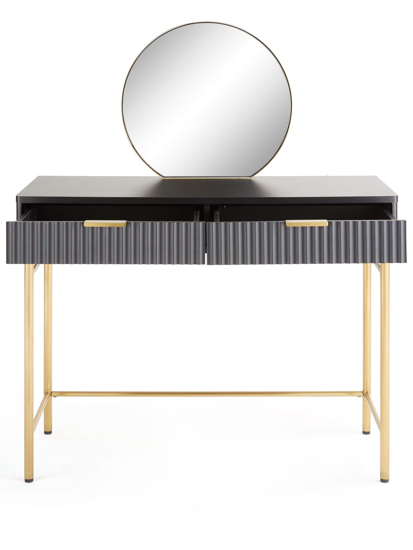 Image 4 of 7 of Very Home Cora Dressing Table and Mirror Set - Black/Brass