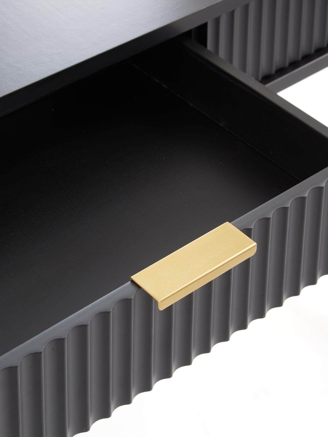 Image 7 of 7 of Very Home Cora Dressing Table and Mirror Set - Black/Brass