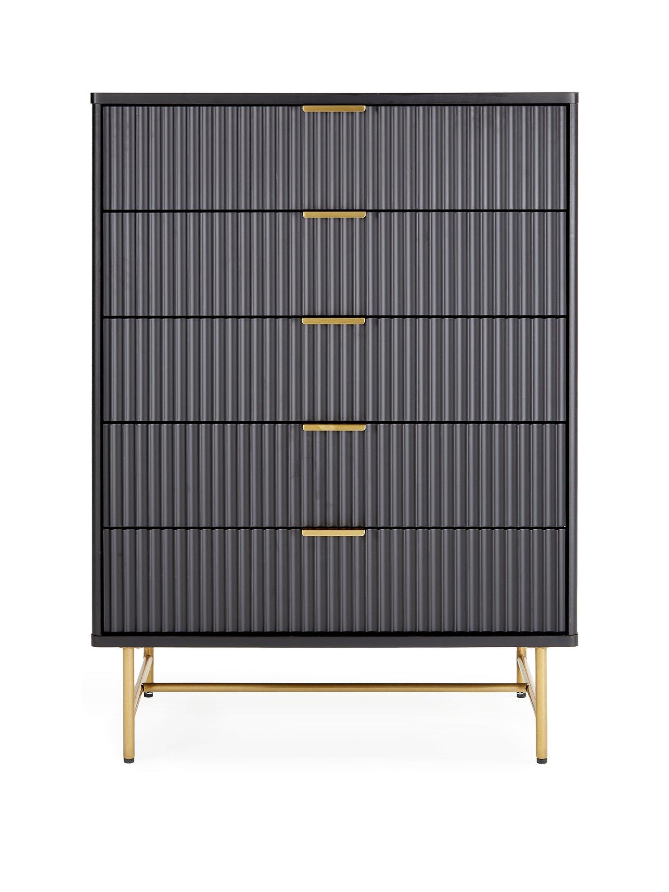 Image 2 of 7 of The Very Collection Cora 5 Drawer Chest - Black/Brass