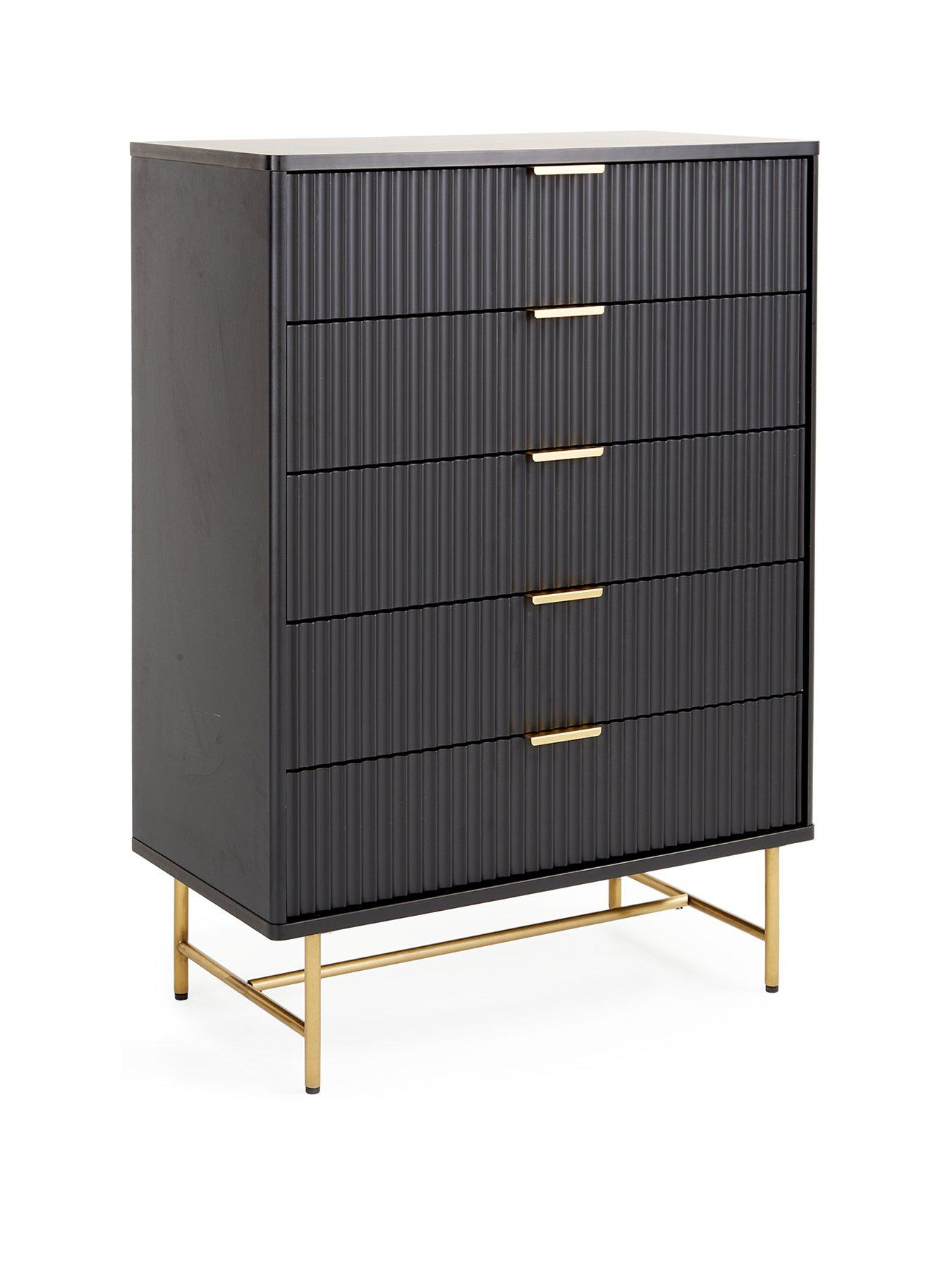 Image 3 of 7 of The Very Collection Cora 5 Drawer Chest - Black/Brass