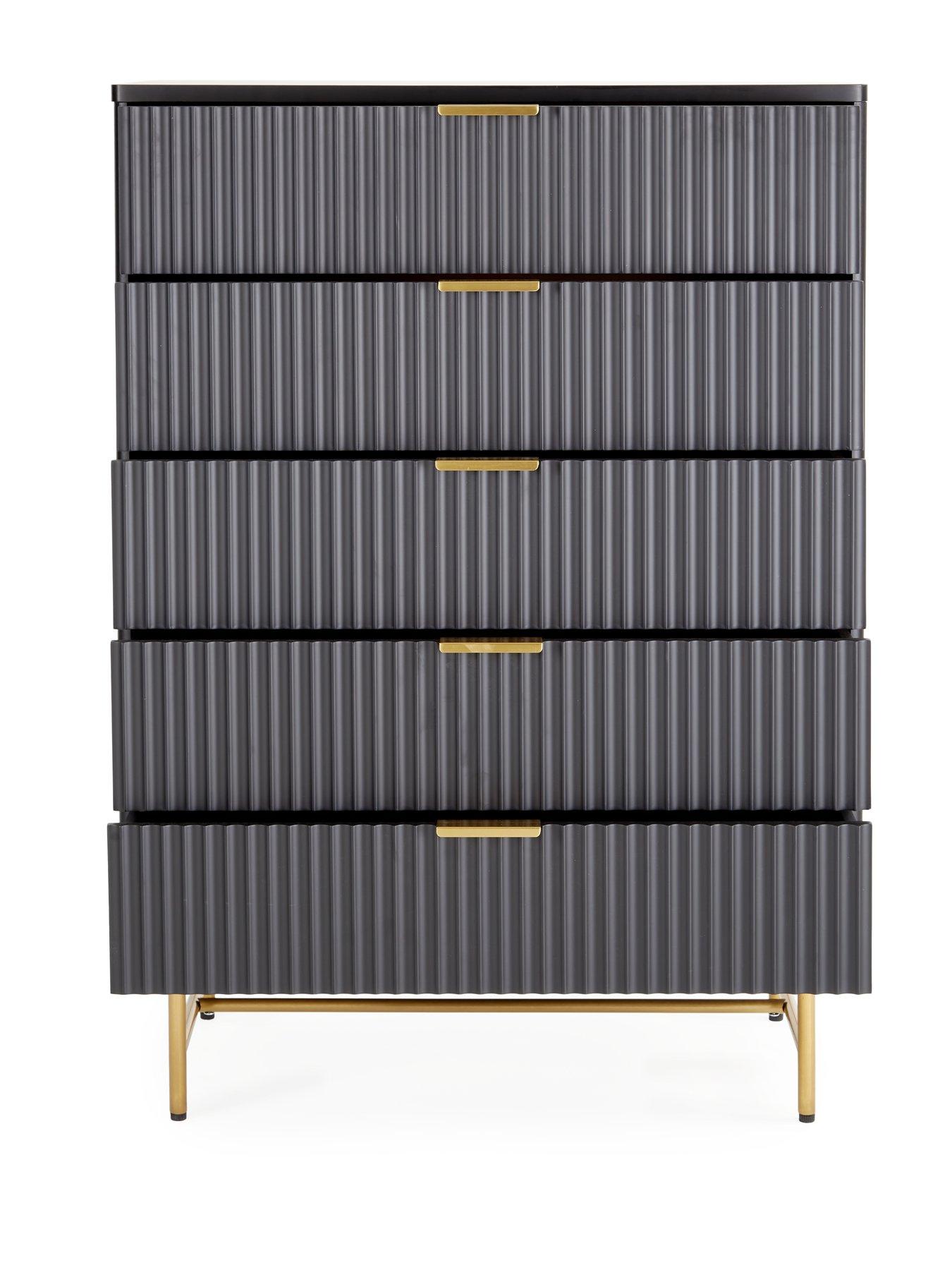 Image 4 of 7 of The Very Collection Cora 5 Drawer Chest - Black/Brass
