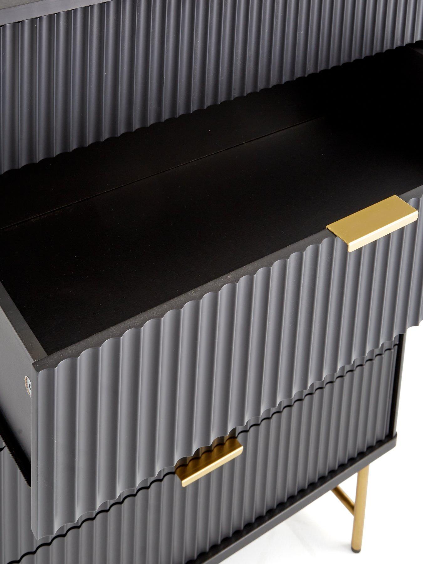 Image 7 of 7 of The Very Collection Cora 5 Drawer Chest - Black/Brass