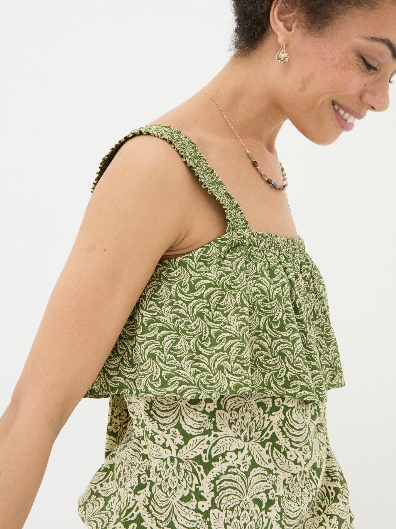 fatface-santos-damask-floral-tiered-frill-cami-greenoutfit