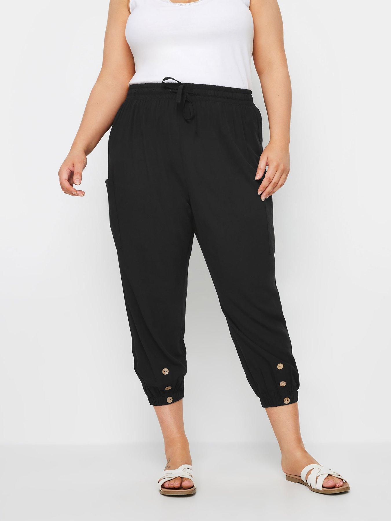 yours-curve-pocket-button-crop-trousers-black