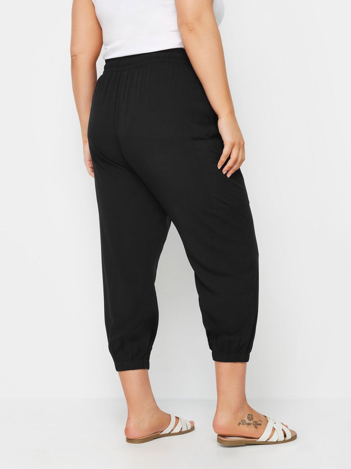 yours-curve-pocket-button-crop-trousers-blackstillFront