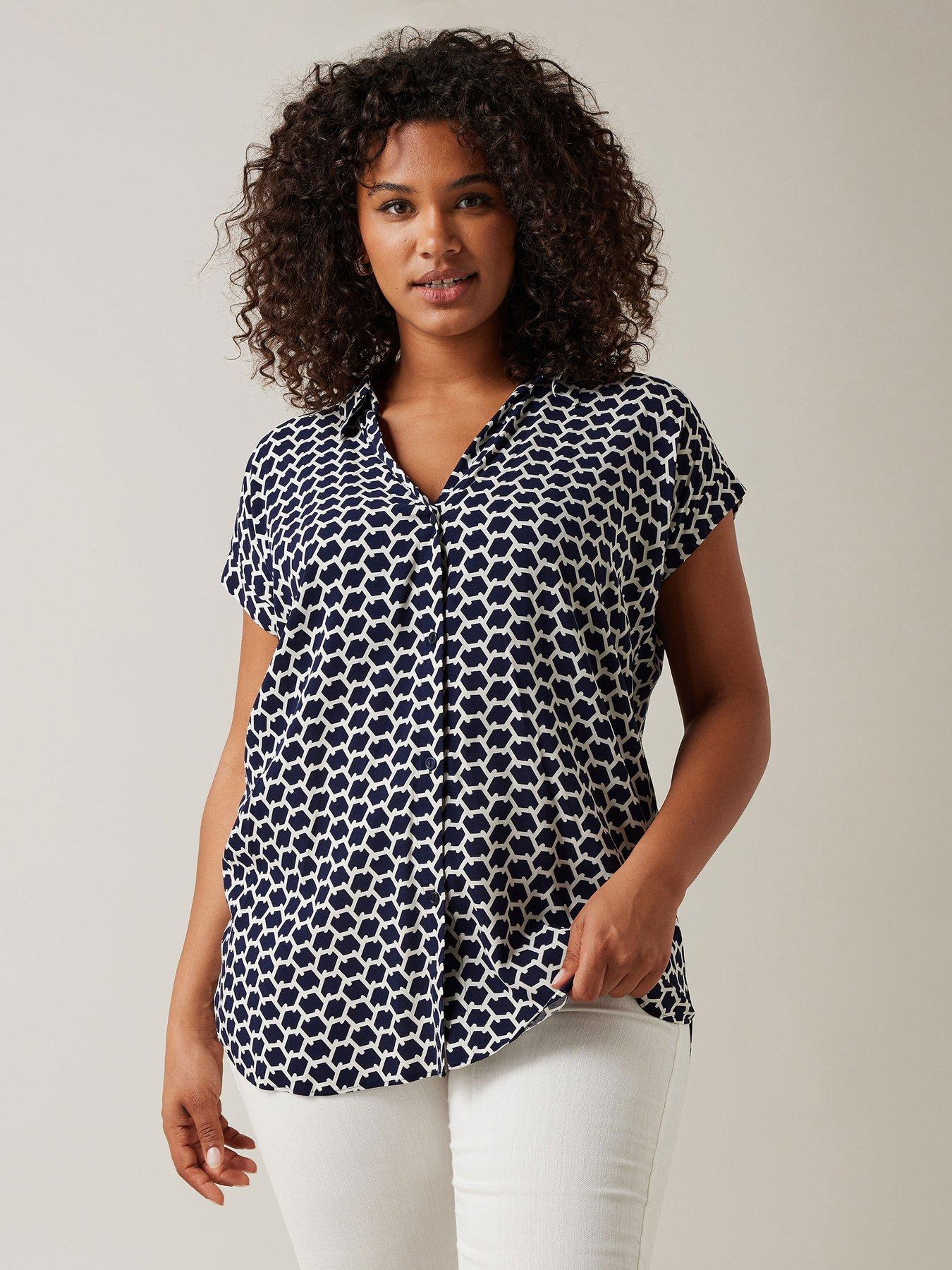 evans-batwing-button-thru-blouse-blue