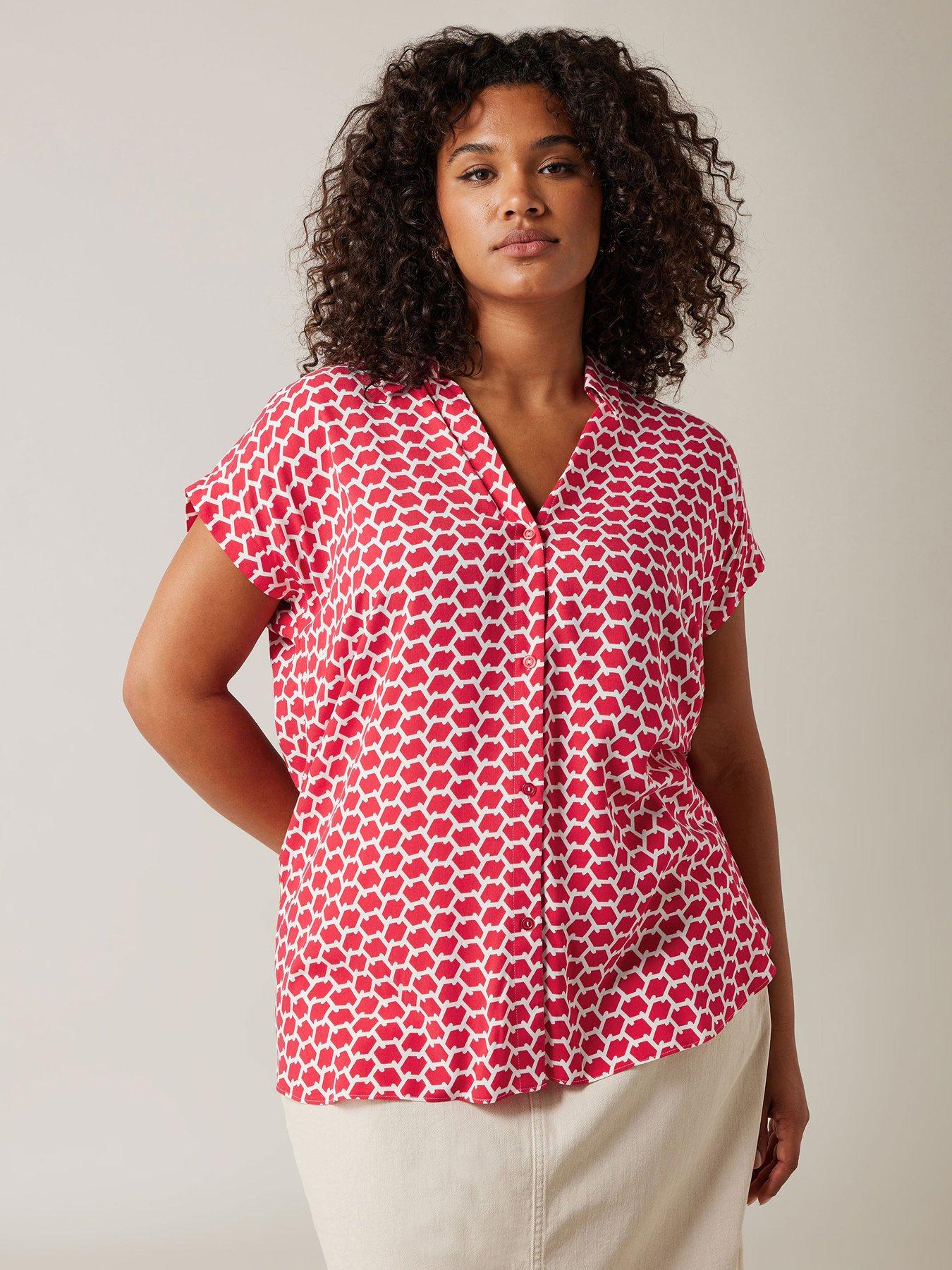 evans-batwing-button-through-blouse-red