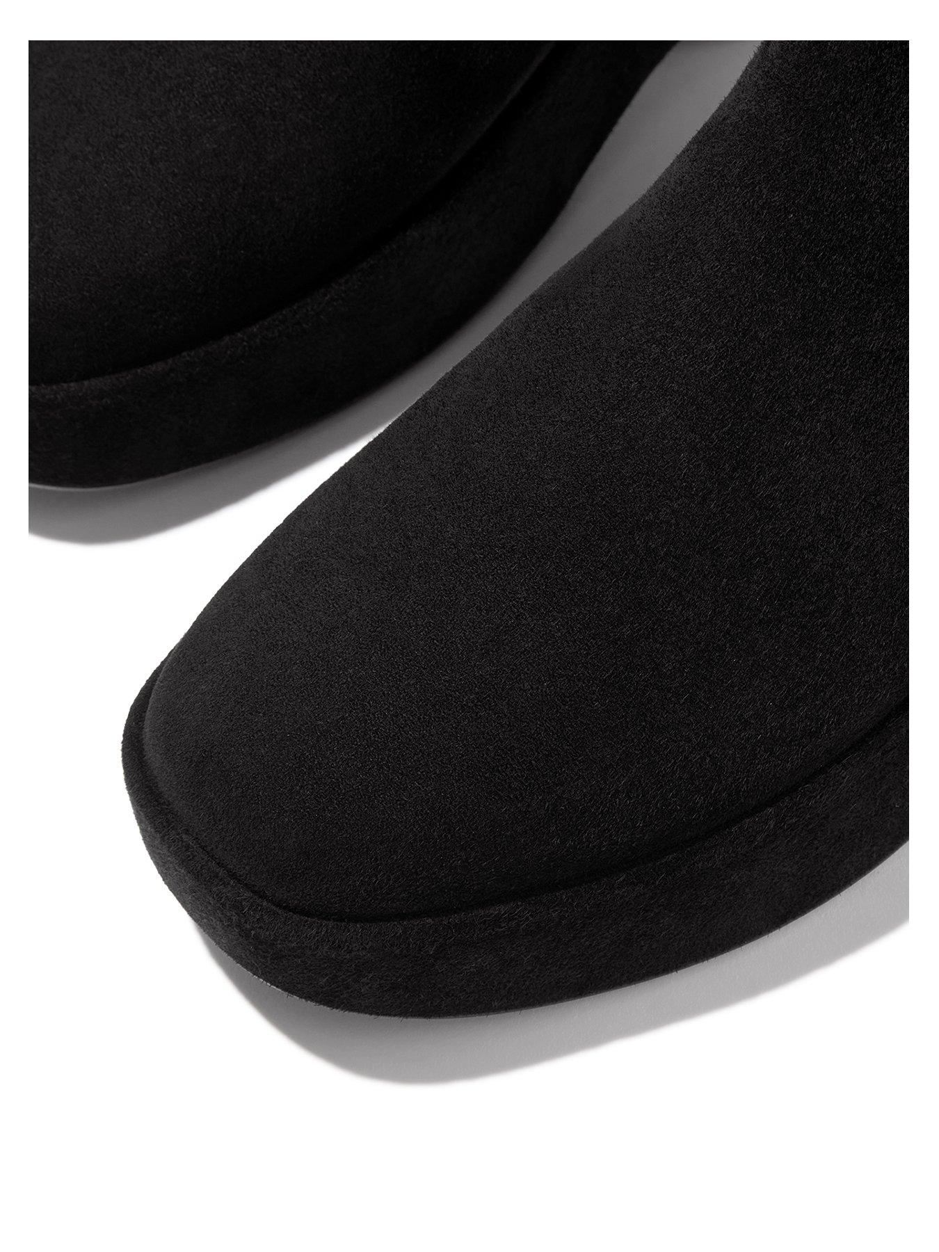 Image 4 of 5 of FitFlop F-Luma Stretch Suede Demi-Wedge Mid-Calf Boots - All Black