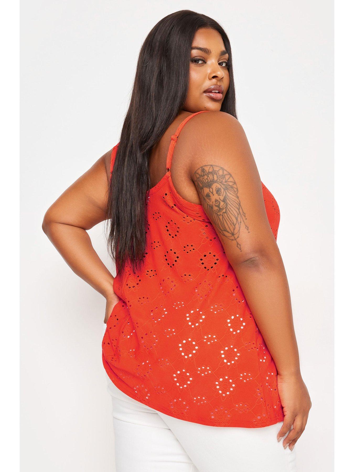 yours-curve-broidery-cami-orangestillFront