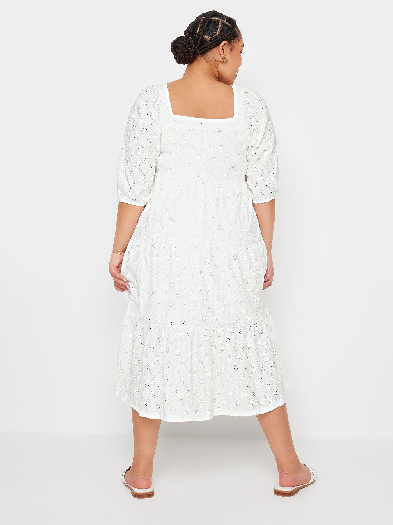 yours-curve-broderie-anglaise-button-front-midi-dress-whitestillFront