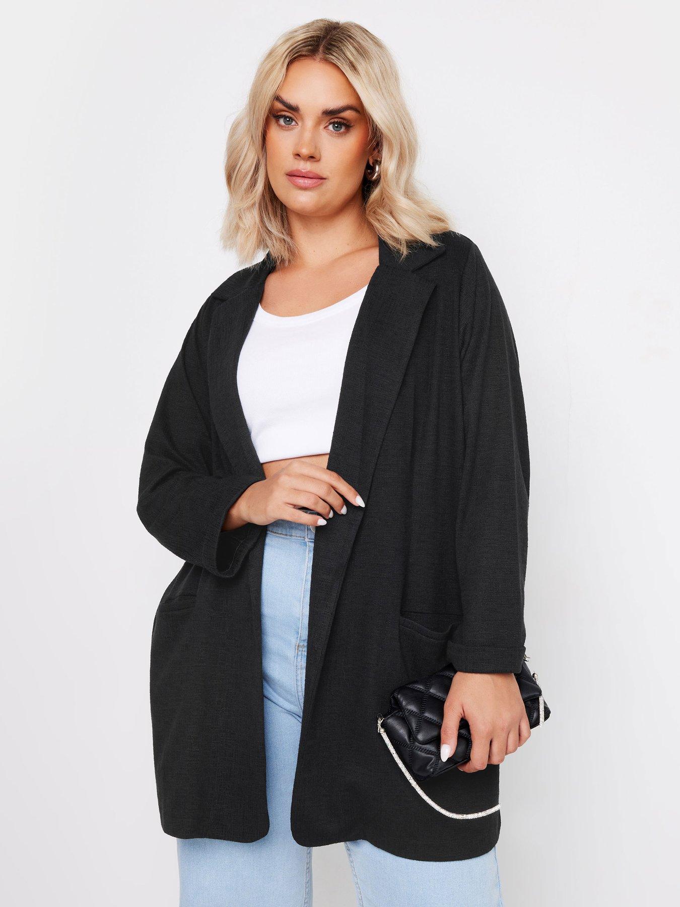 yours-curve-textured-blazer-black