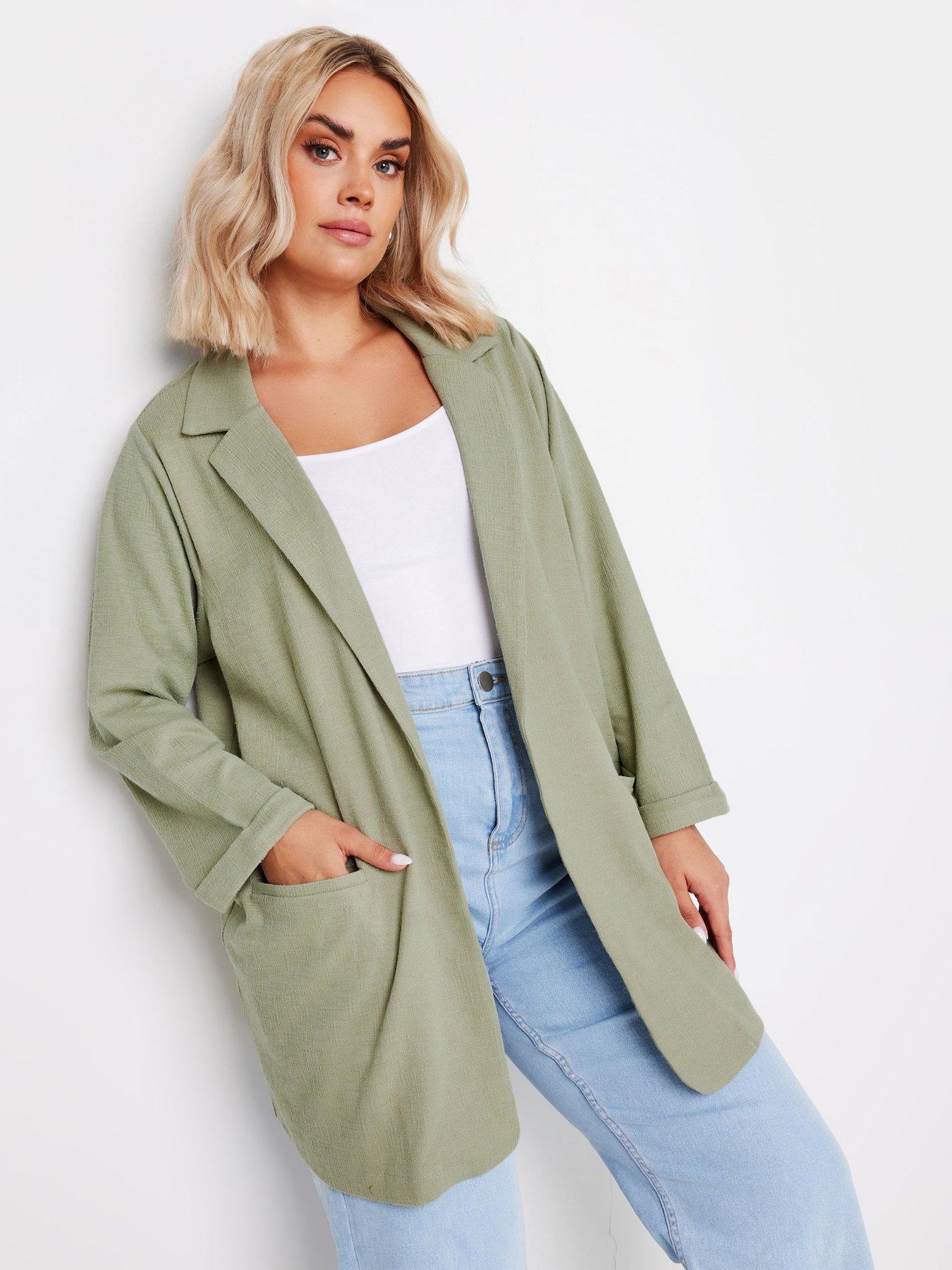 yours-curve-textured-blazer-sage