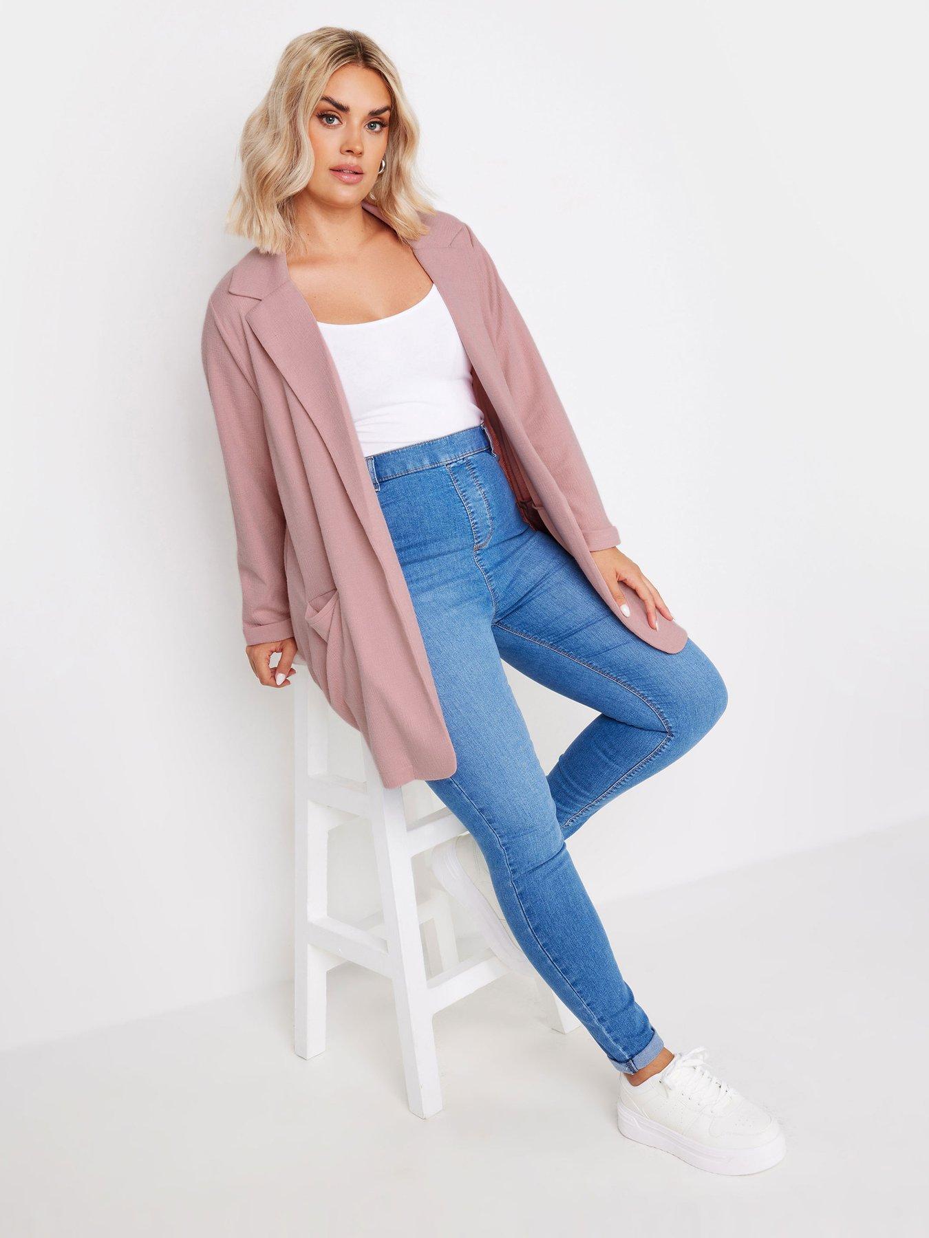 yours-curve-textured-blazer-pinkback