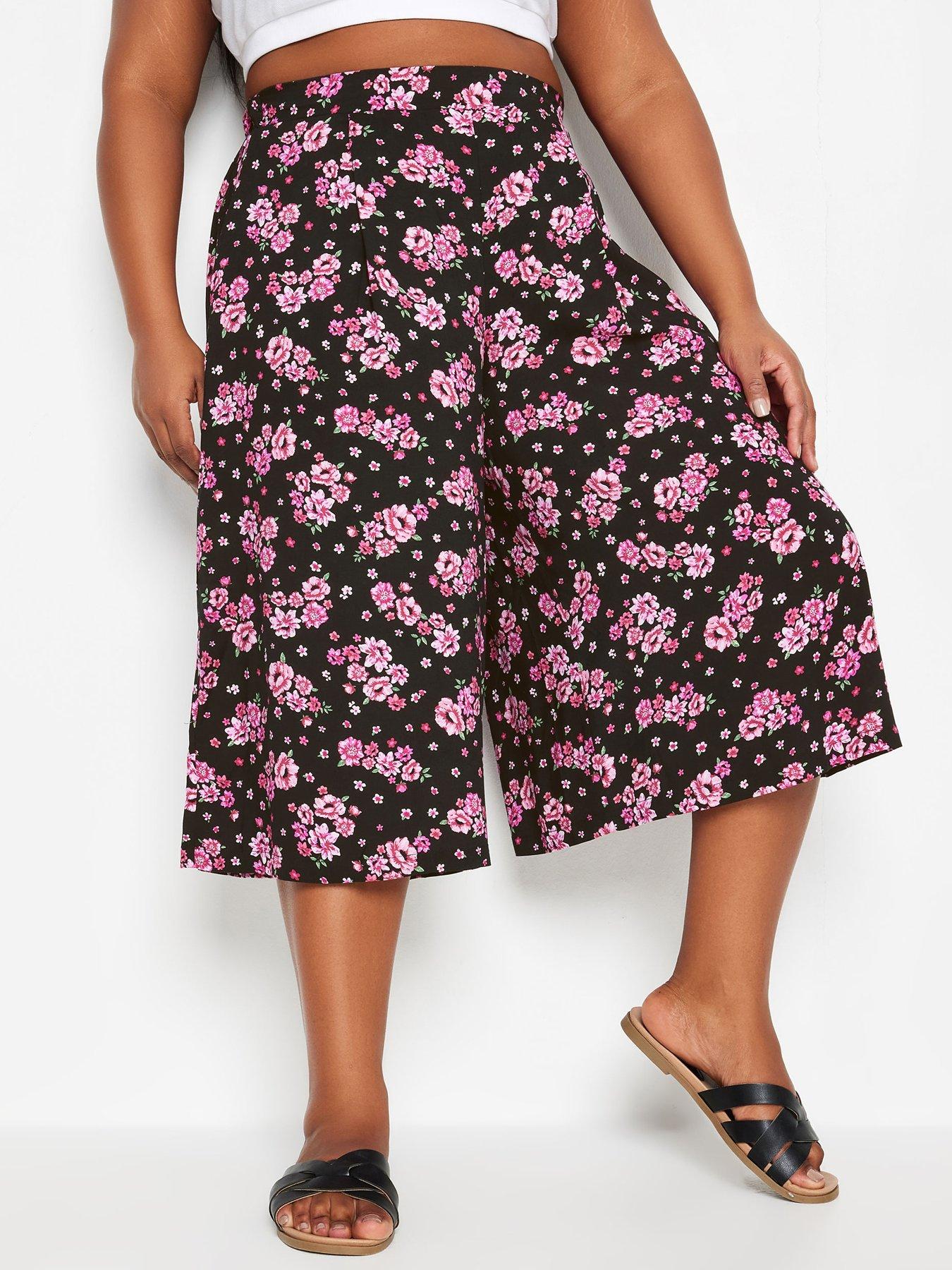 yours-curve-flat-front-culottes-black