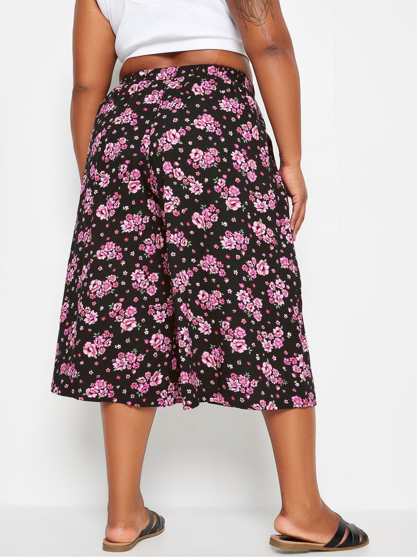 yours-curve-flat-front-culottes-blackstillFront