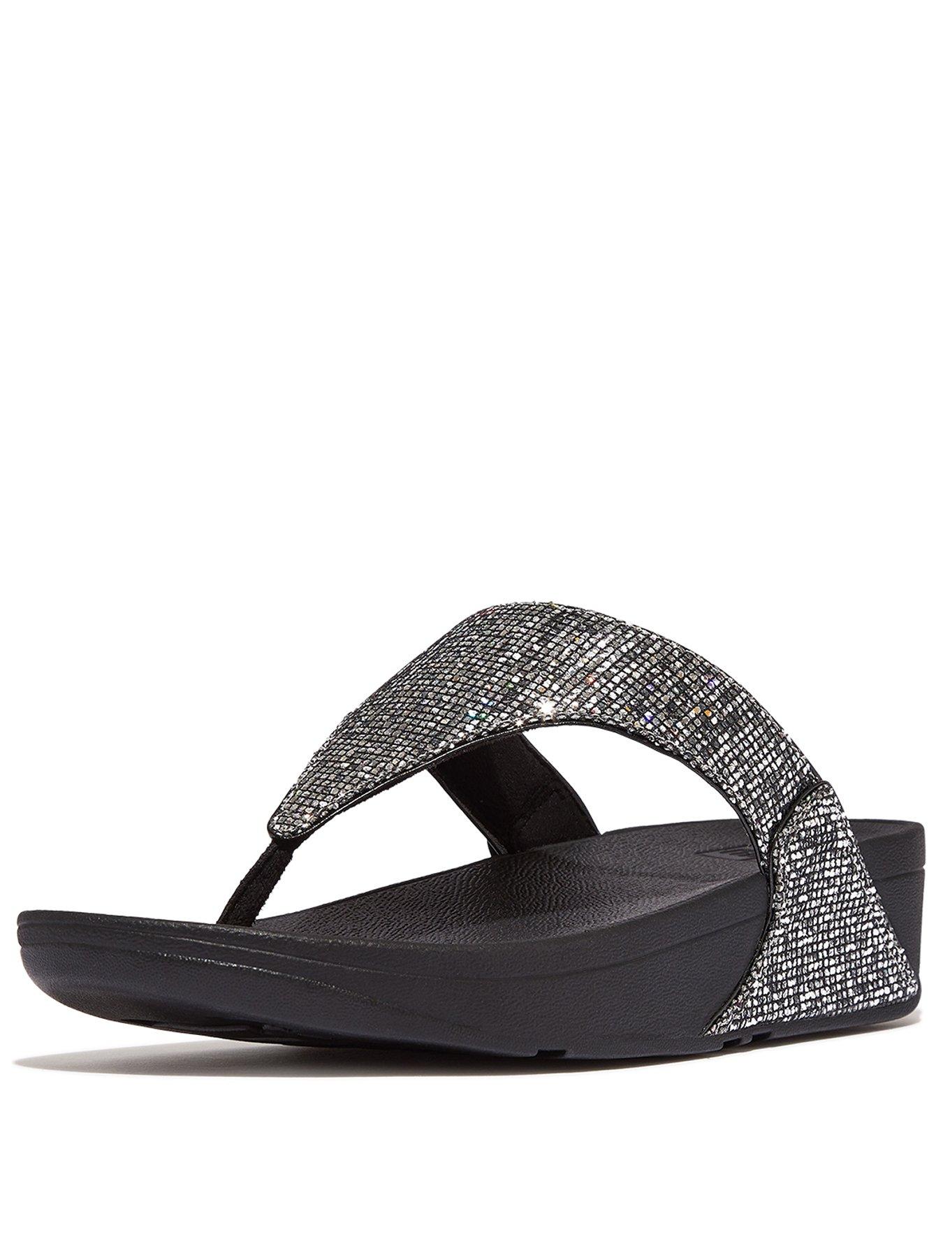 fitflop-lulu-glitterball-toe-post-sandals-silverstillFront