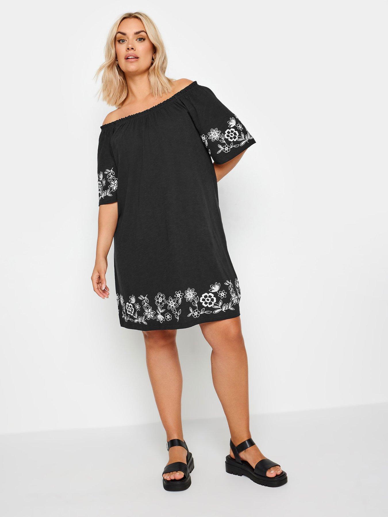 yours-curve-embroidered-bardot-dress-blackback