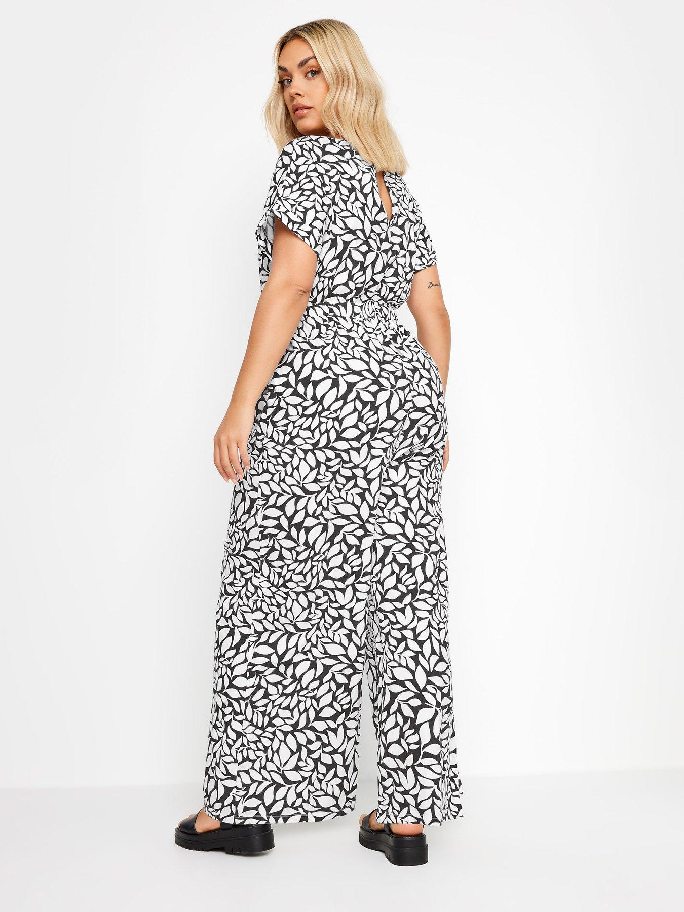 yours-leaf-print-jumpsuit-with-short-sleeves-whitestillFront