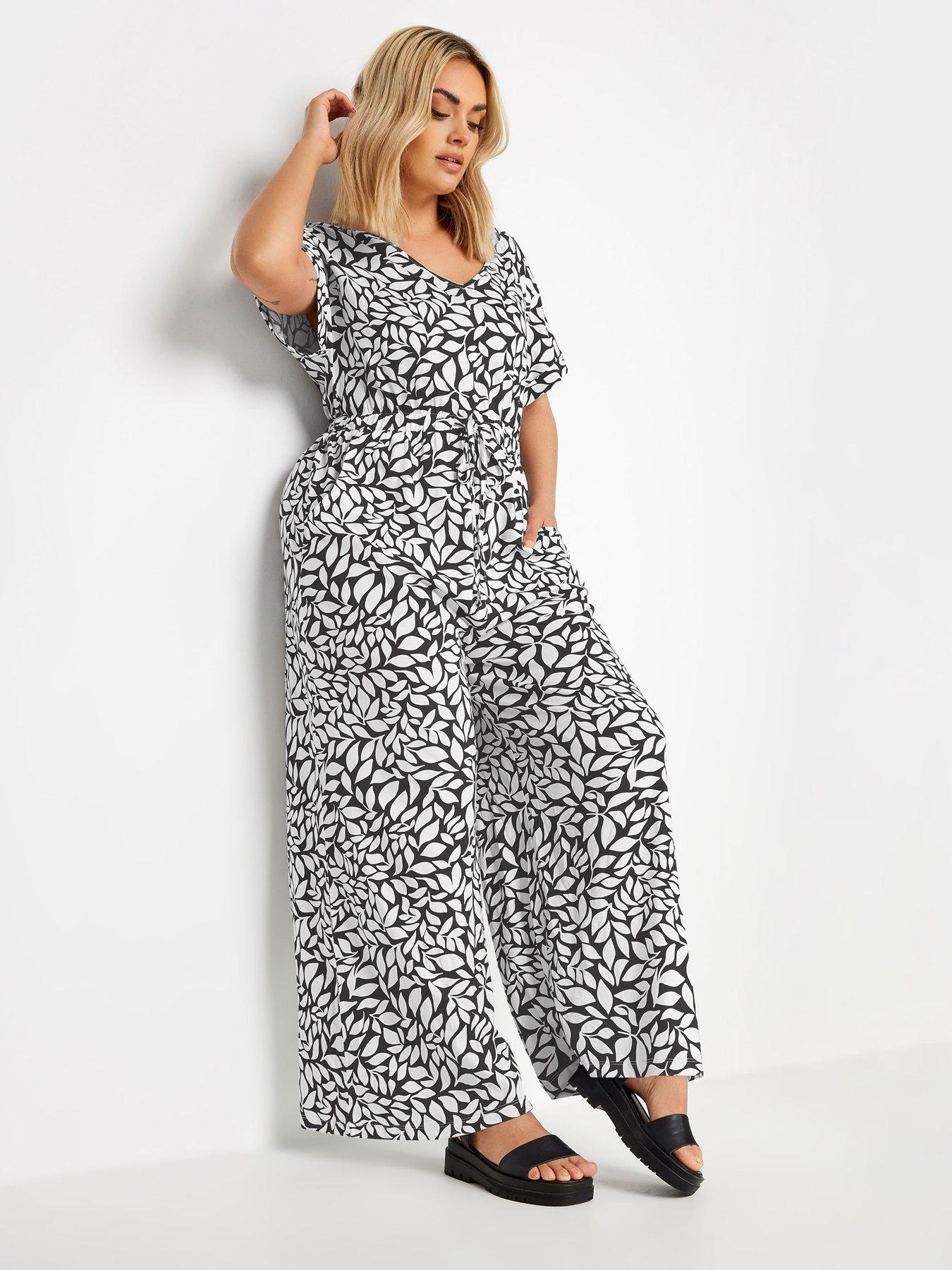 yours-leaf-print-jumpsuit-with-short-sleeves-whiteback