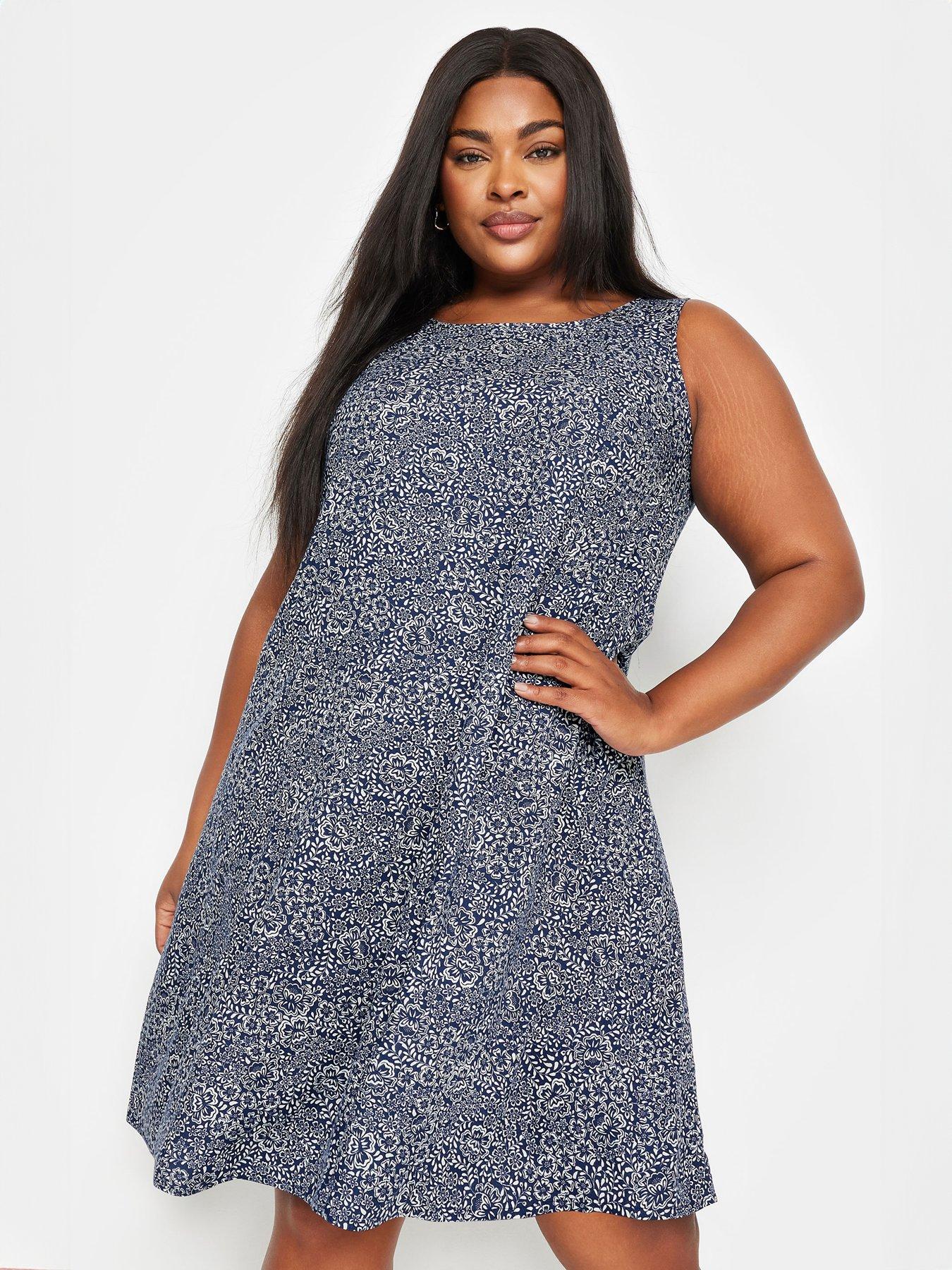 yours-viscose-paisley-print-sleeveless-swing-dress-blue