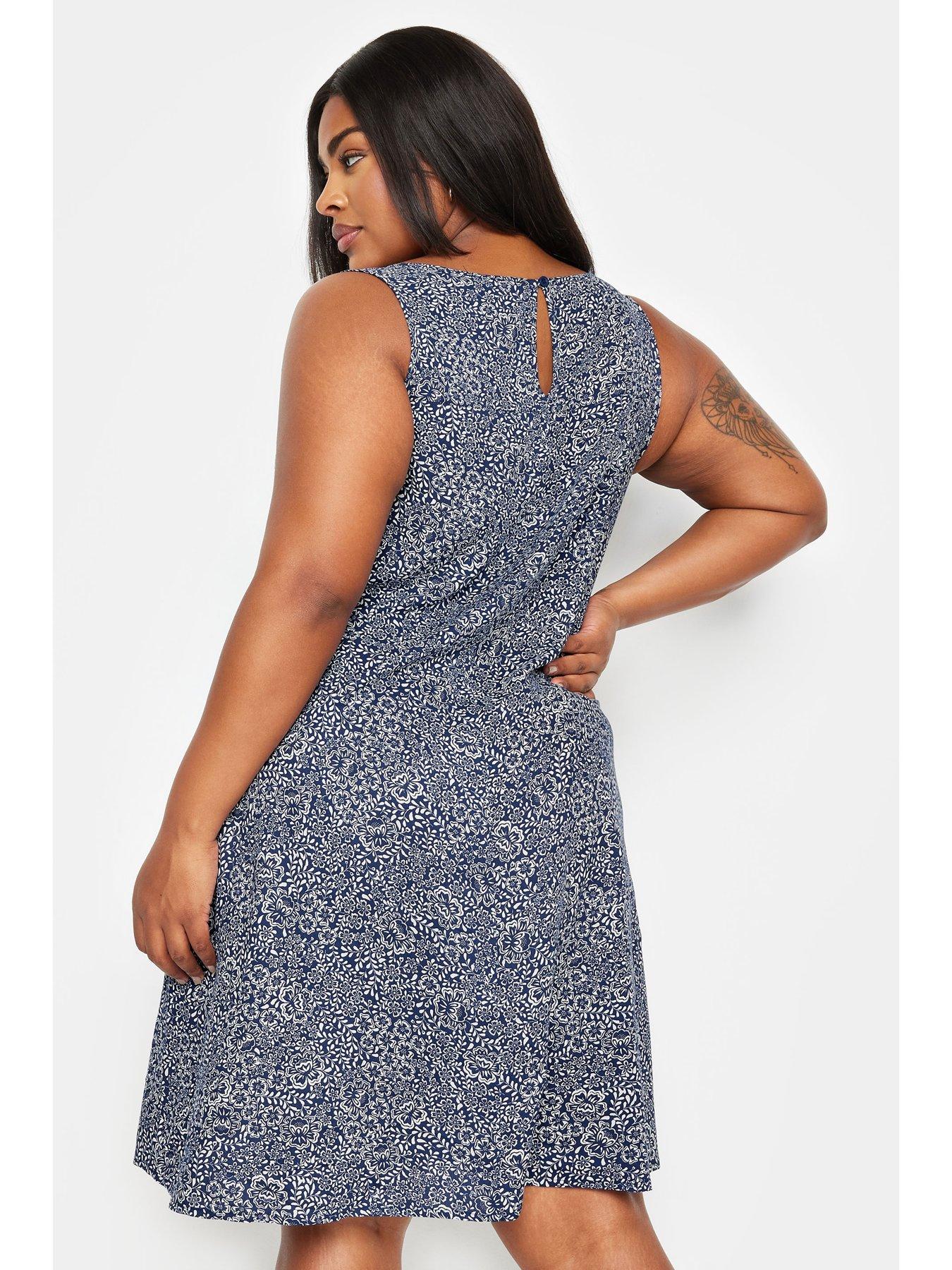 yours-viscose-paisley-print-sleeveless-swing-dress-bluestillFront