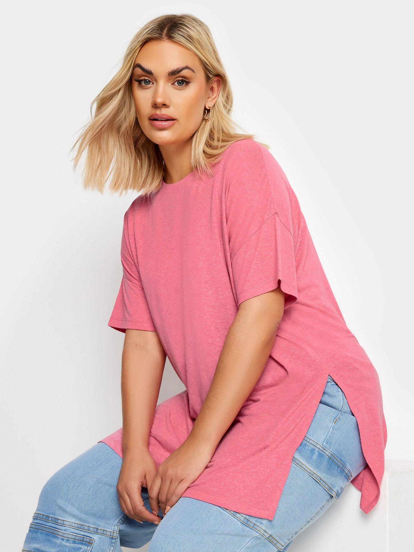 yours-curve-oversize-side-split-t-shirt-pink