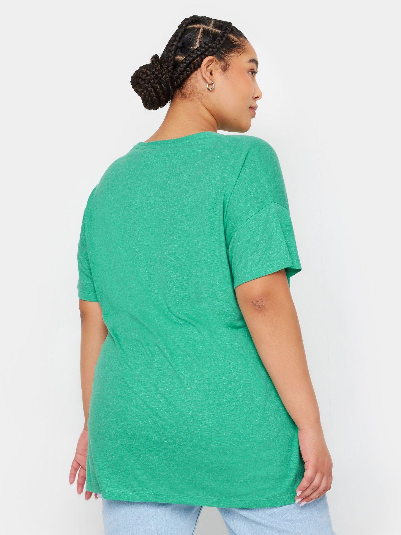 yours-curve-oversize-side-split-t-shirt-greenstillFront