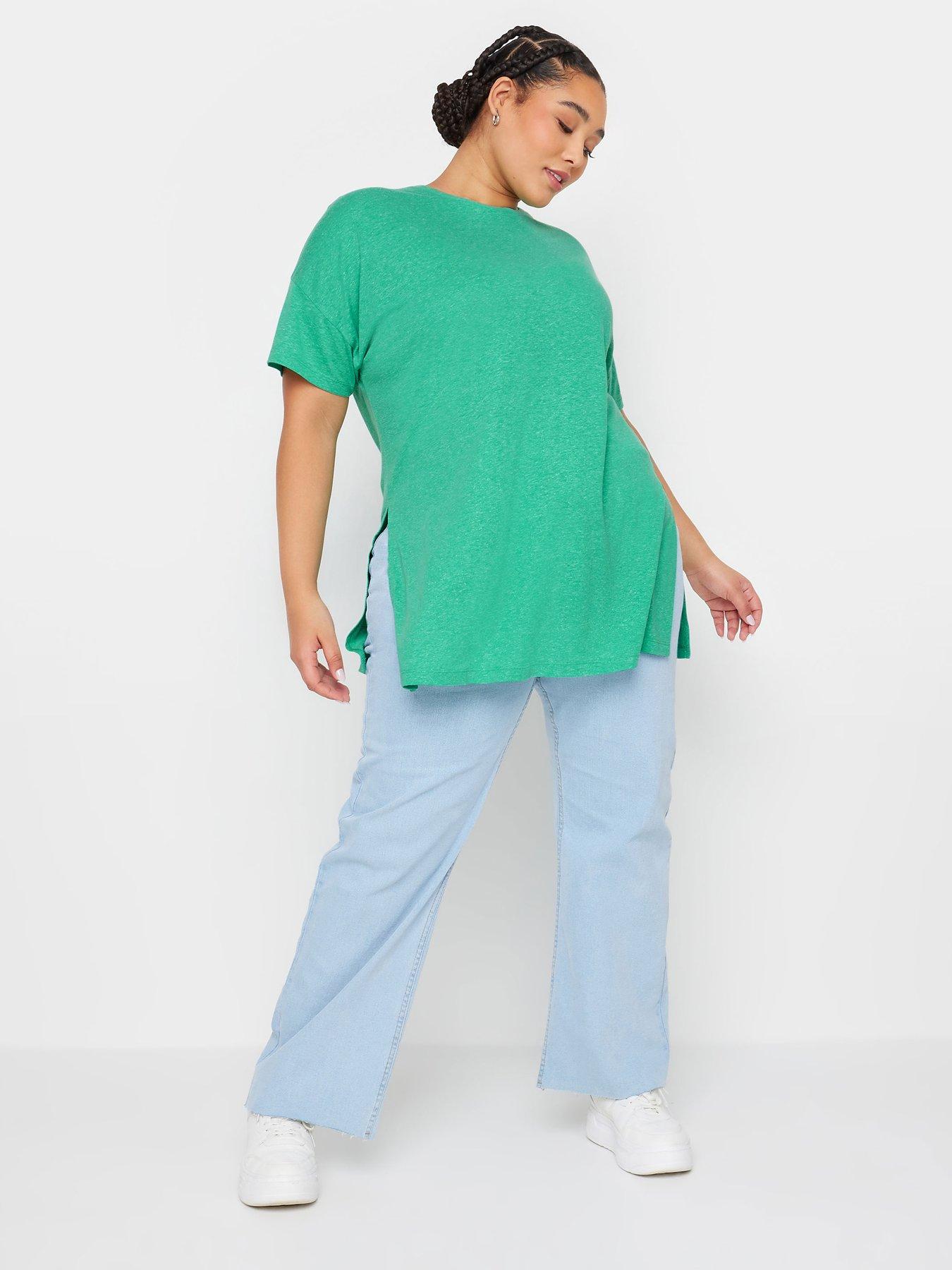 yours-curve-oversize-side-split-t-shirt-greenback