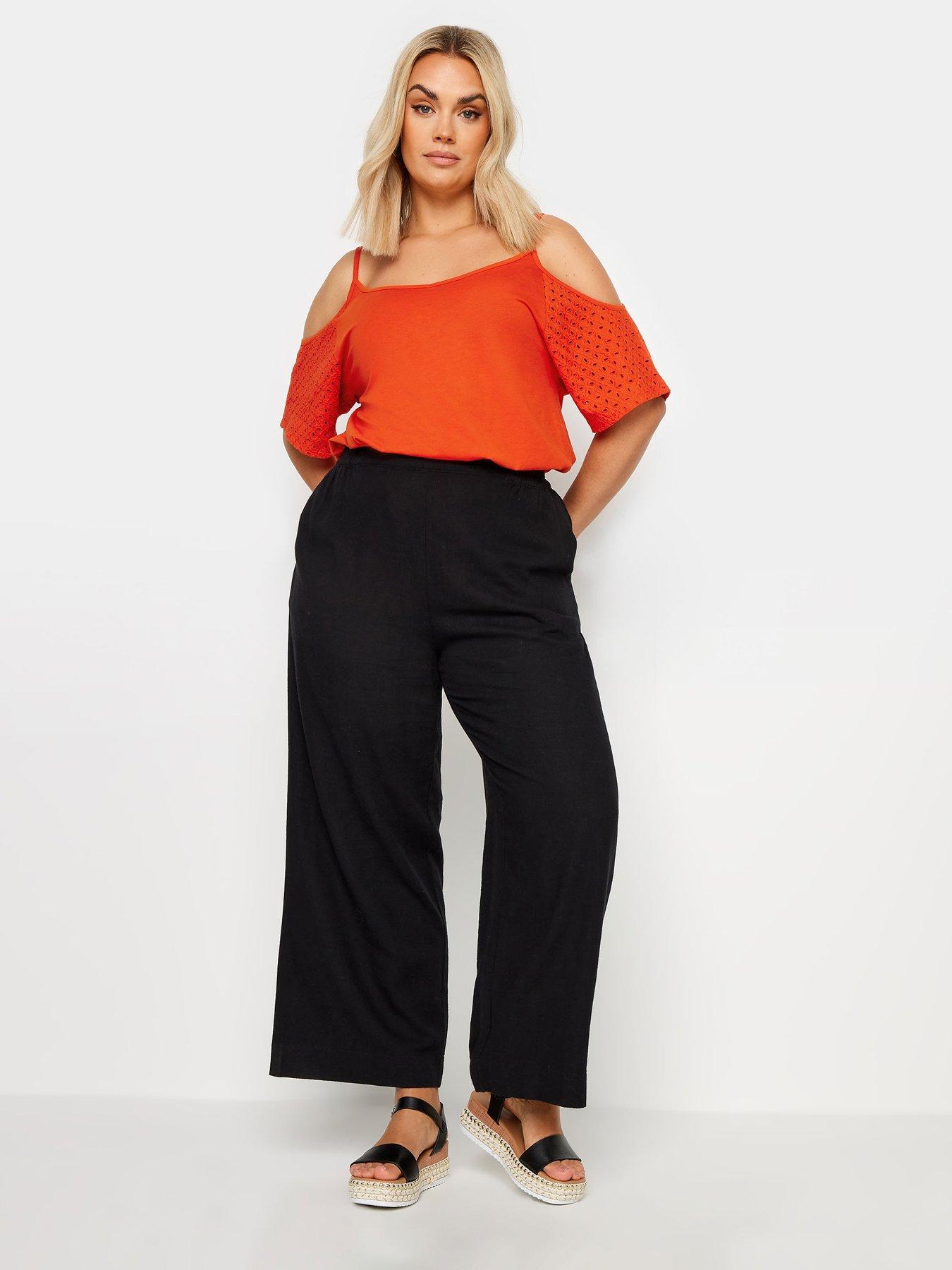 yours-curve-cold-shoulder-anglaise-sleeve-top-orangeback