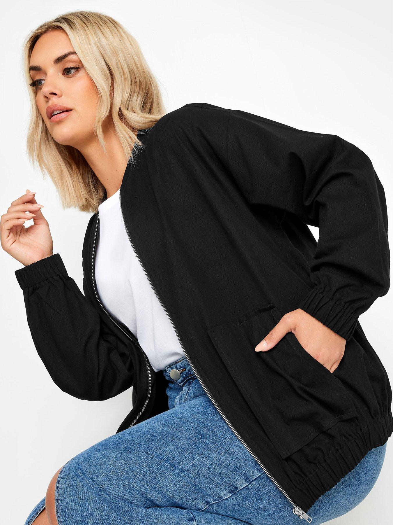 yours-curve-twill-casual-bomber-blackoutfit