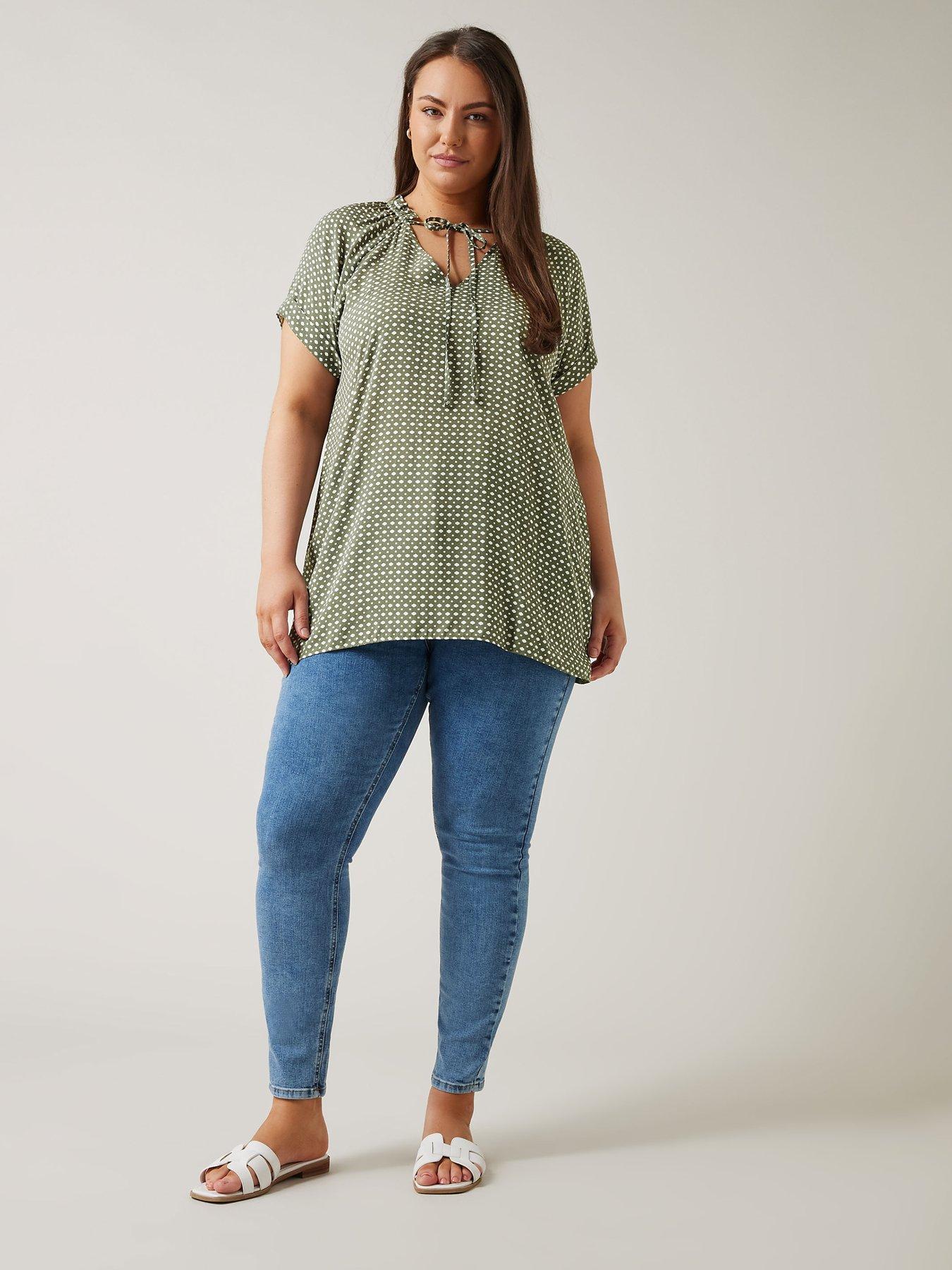 evans-tie-neck-turn-up-sleeve-blouse-greyback