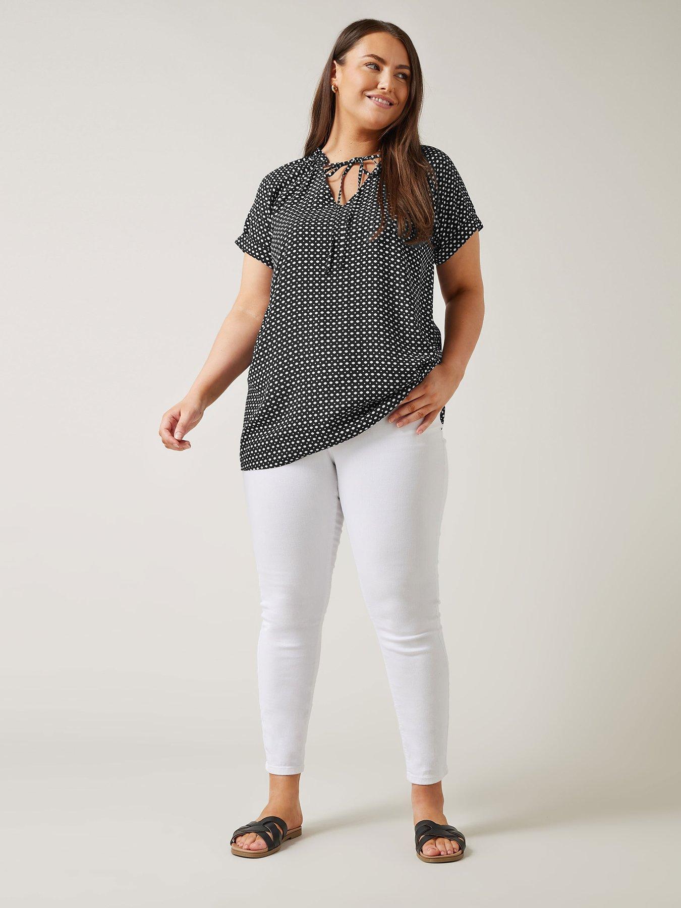 evans-tie-neck-turn-up-sleeve-blouse-blackback